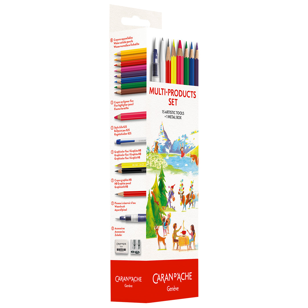 Caran d'Ache 16-Piece Back to School Art Set - Colored Pencils, Markers & Drawing Supplies for Students, Artists & Professionals - Perfect for Classroom, Home Studio & Creative Projects