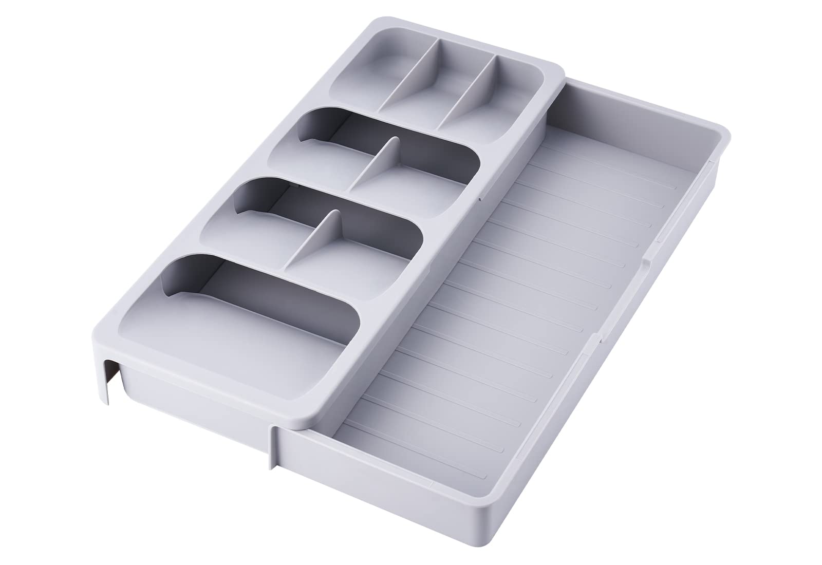 2-Pack Expandable Kitchen Drawer Organizer Set - Adjustable Cutlery Tray & Utensil Holder - Gray Drawer Dividers for Silverware, Flatware, Knives, Spoons - Perfect for Kitchen Organization & Space Saving