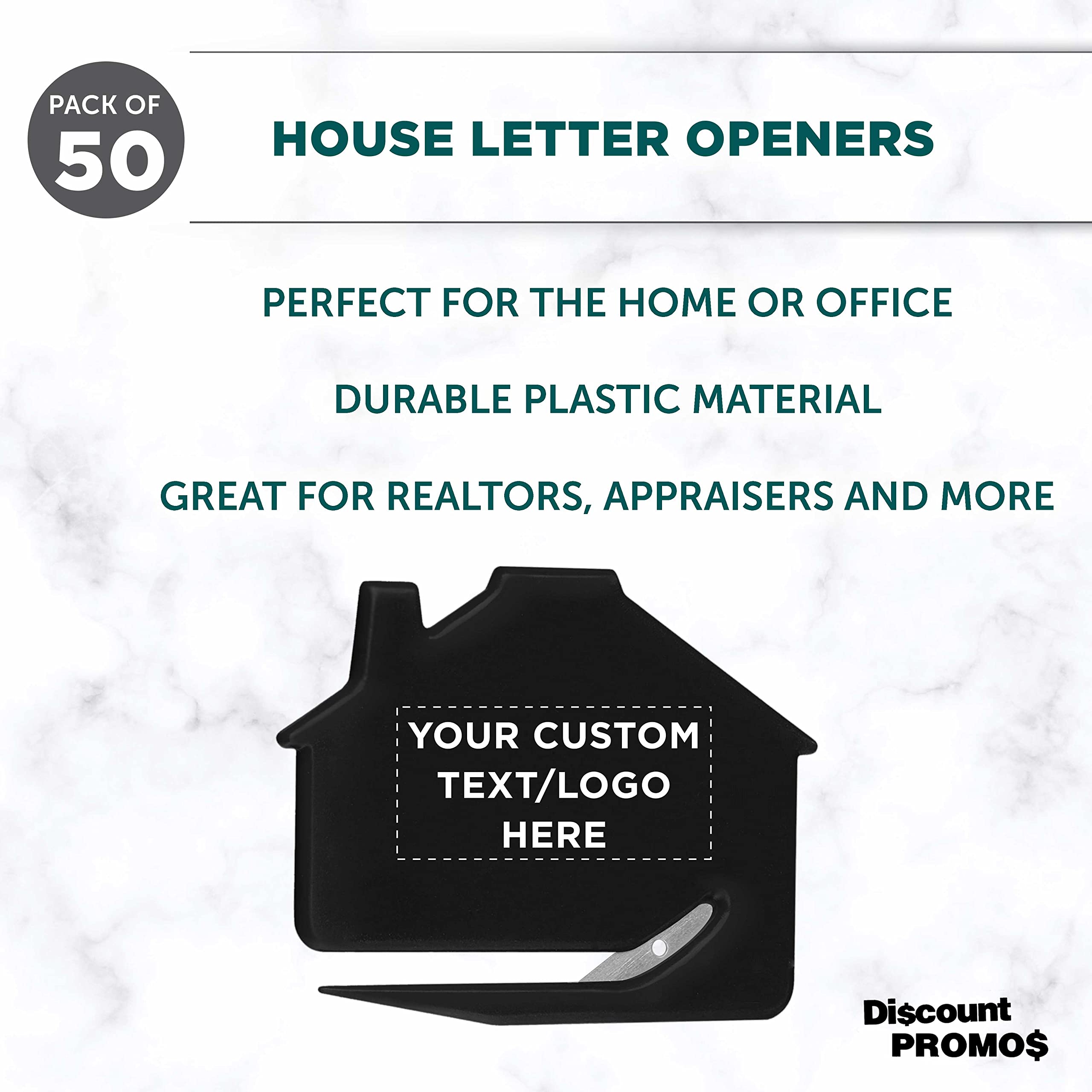 50-Piece Custom House Letter Openers Set - Personalized Bulk Pack for Home & Office Use - Black - Ideal for Mail Opening, Corporate Gifts & Office Supplies
