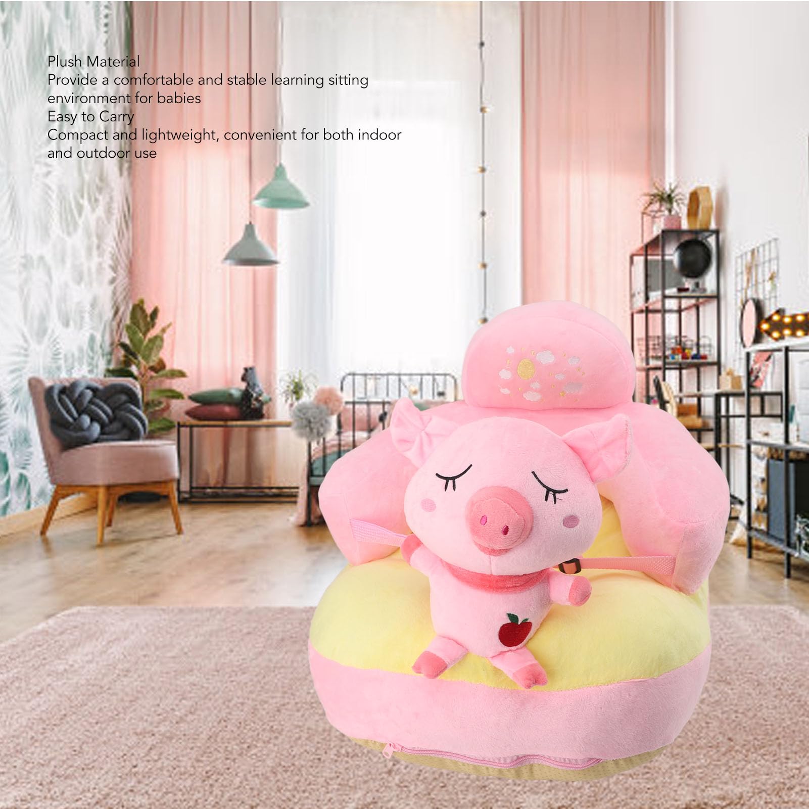 **Soft Plush Baby Support Sofa - Cute Roseate Pig Design for Learning to Sit, Home Nursery & Playtime Comfort**