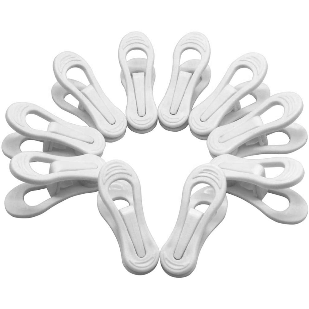 25 Pack Cabilock Plastic Hanger Clips - Strong Clothes Pins for Pants, Skirts & Clothing - Removable White Hanger Clips for Wardrobe Organization & Laundry Drying