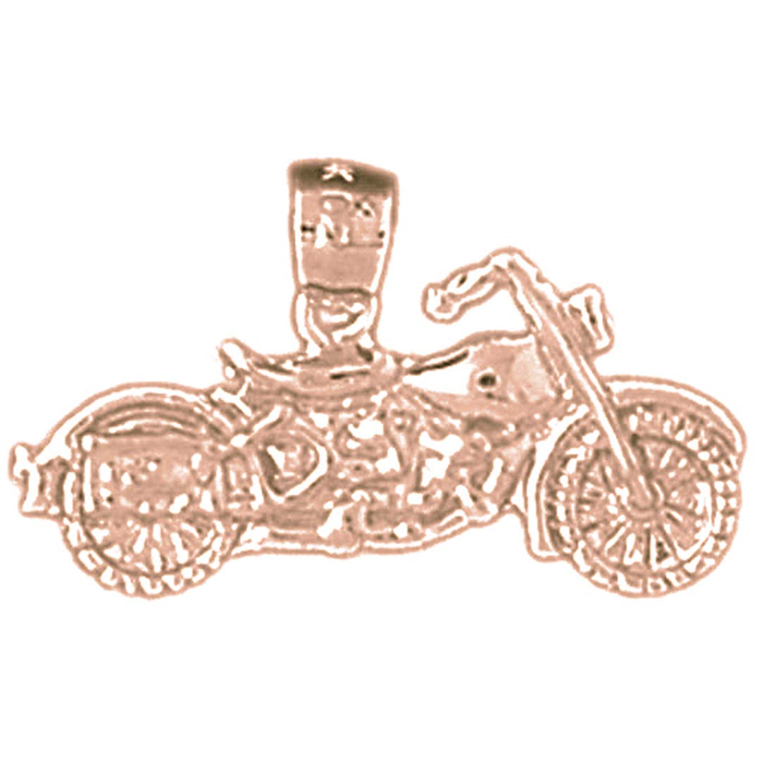 14K Solid Rose Gold Motorcycle Pendant Necklace - 13mm Handmade Jewelry for Bikers & Motorcycle Enthusiasts - Perfect Gift for Riders, Birthday & Anniversary