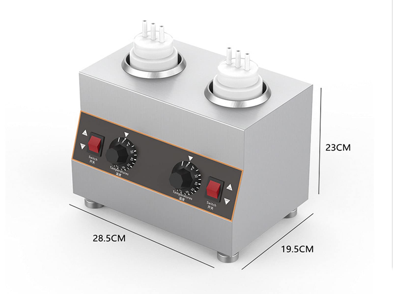 TECHTONGDA 110V Electric Food Warmer & Cheese Dispenser - 2 Squeeze Bottle Sauce Heater for Hot Fudge, Caramel, Jam - Perfect for Restaurants, Cafes & Home Kitchens