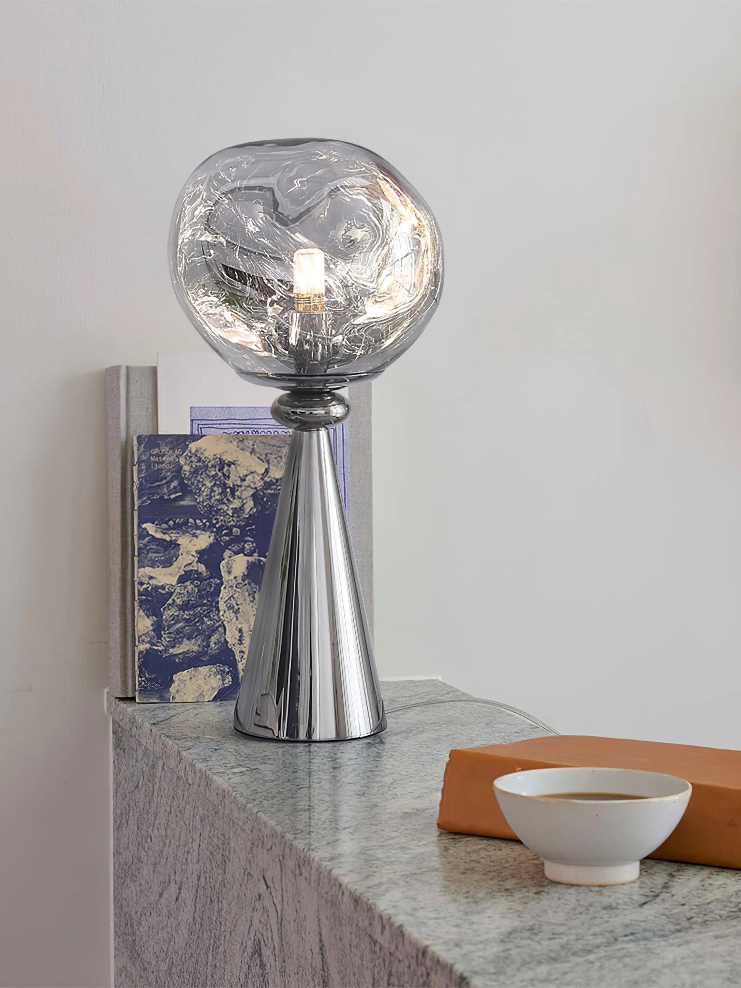 Lava Gold Table Lamp - Modern LED Nightstand Light with USB Port, Touch Control & Adjustable Brightness for Bedroom, Living Room, or Office Decor