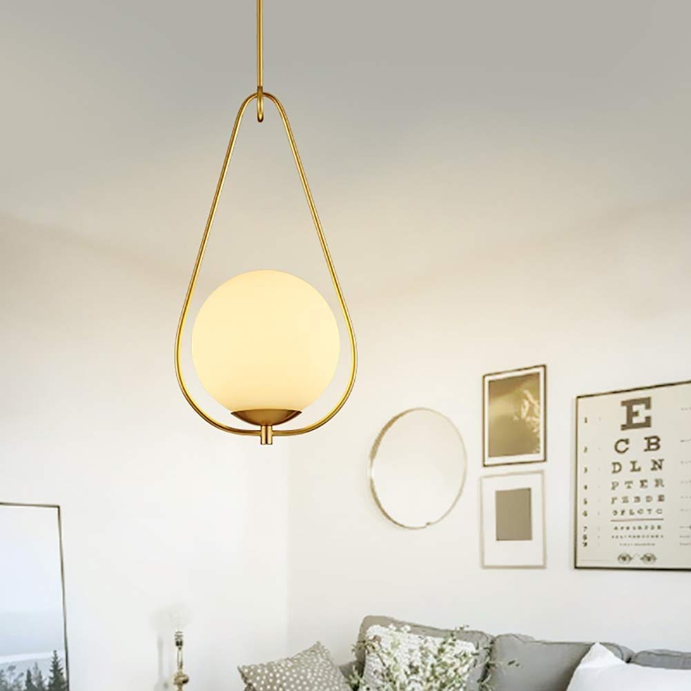 Modern Single Head Chandelier - Creative Glass Ball Pendant Light for Restaurant, Bar & Bedroom - Nordic Minimalist Design - Perfect for Dining Rooms, Living Spaces & Commercial Decor