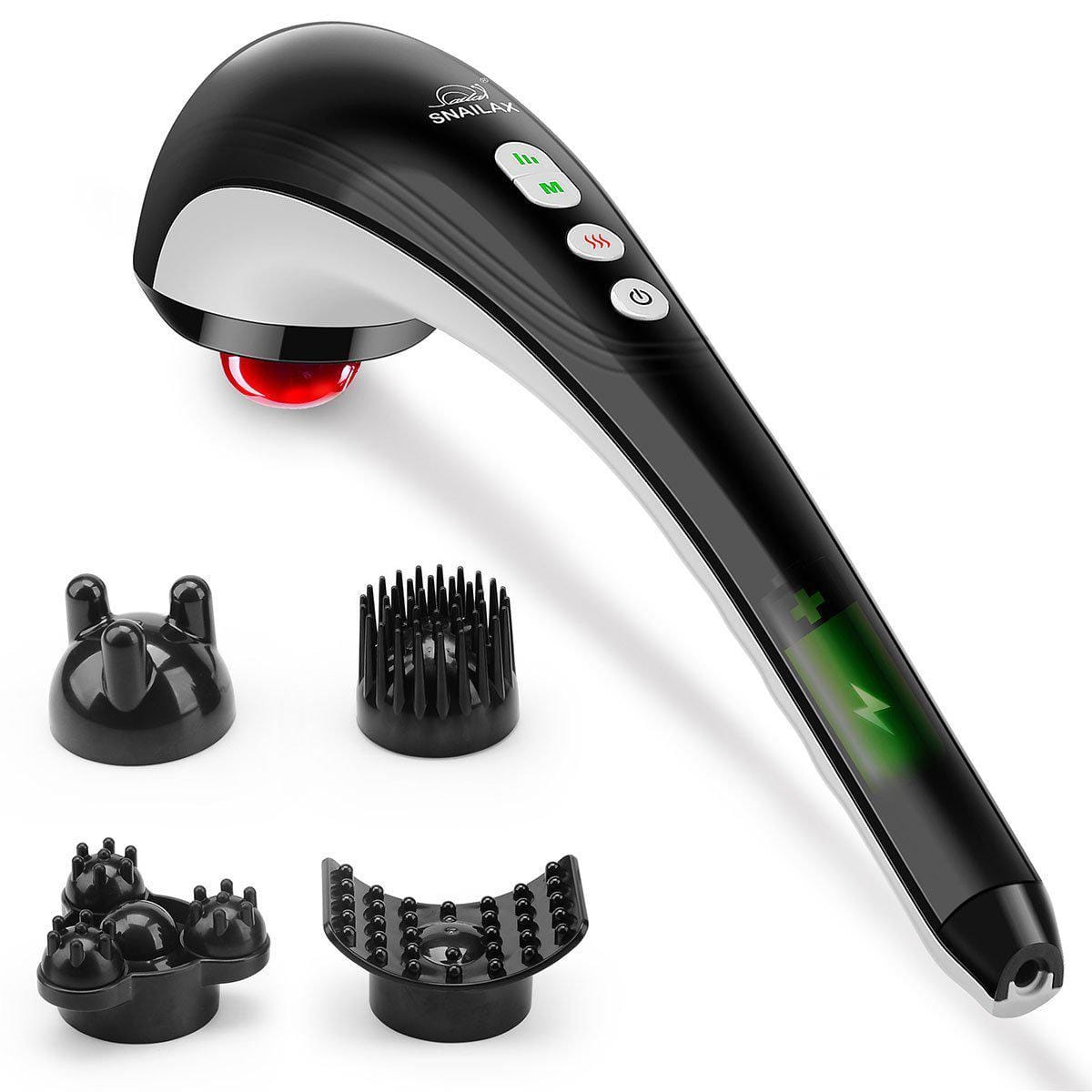 Rechargeable Cordless Handheld Percussion Massage Gun with Heat - Portable Deep Tissue Muscle Massager for Back, Neck & Shoulder Pain Relief - Perfect for Home, Office & Travel Use