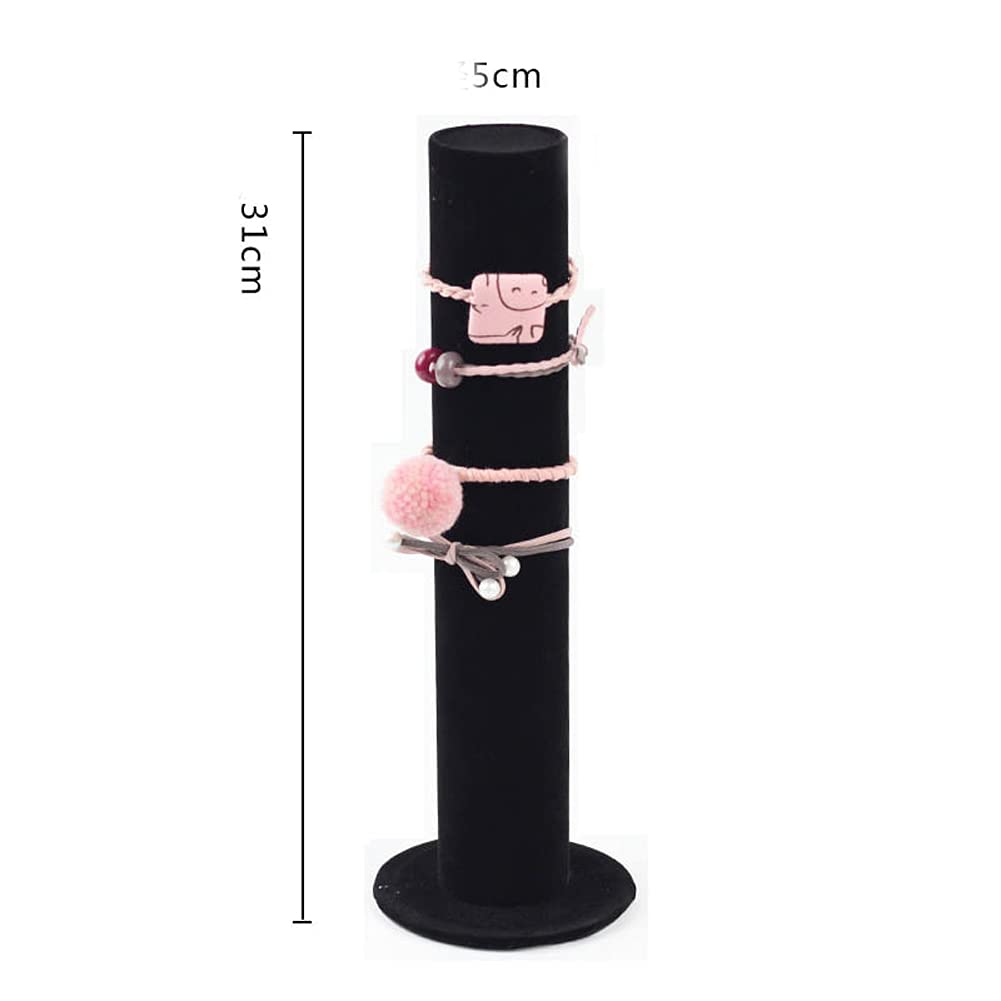 1PC Black Flannel Hair Ties Holder & Scrunchie Stand - Jewelry Organizer for Bracelets, Watches, Bangle Display - Perfect for Bedroom Vanity, Bathroom Counter & Travel Accessory Storage