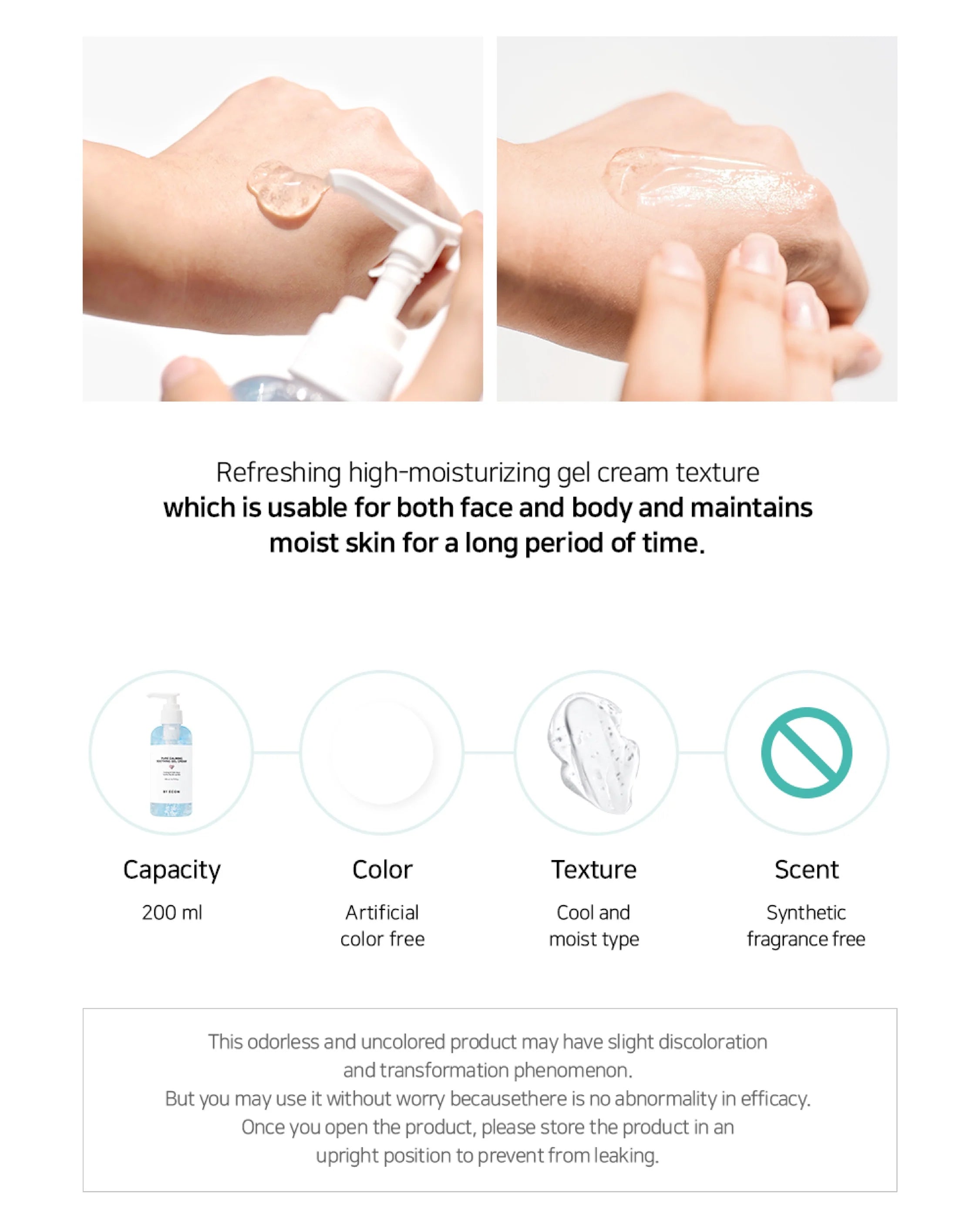 BY ECOM Pure Calming Soothing Gel Cream 200ml - Hydrating Face Moisturizer for Sensitive Skin - Perfect for Daily Skincare Routine & Post-Sun Care