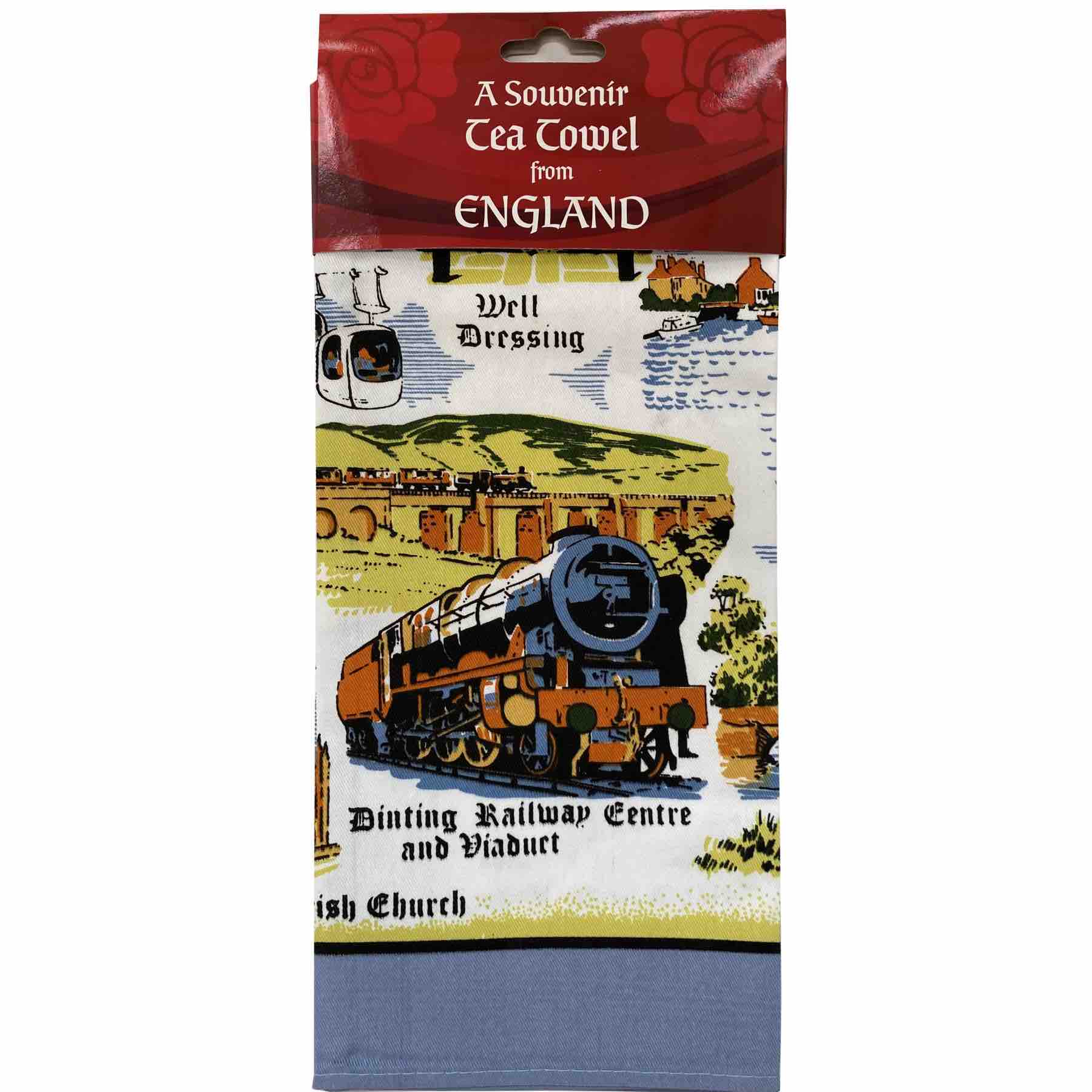 Premium Derbyshire Cotton Tea Towels - Set of 2, Absorbent & Lint-Free Kitchen Towels for Drying Dishes, Glassware & Countertops - Ideal for British Tea Time, Baking & Hosting