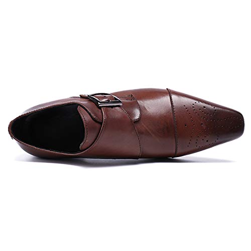 Premium Men's Monk Strap Dress Shoes - Genuine Leather Business & Wedding Footwear - Brown Size 39/UK 6.5/US 7 - Perfect for Formal Events, Office Wear & Special Occasions