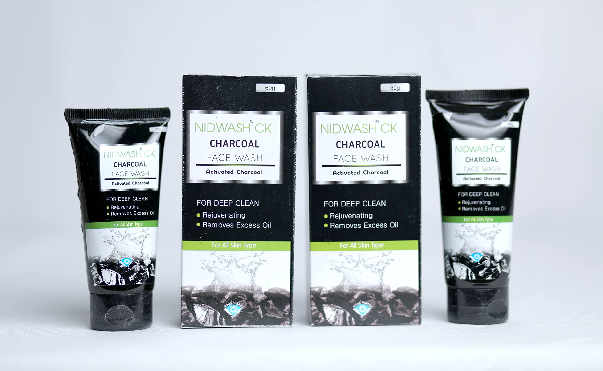 Nidwash Charcoal Face Wash for Men & Women - Deep Cleansing, Oil Control & Pollution Protection (Pack of 2) | Perfect for Daily Skincare Routine & Travel
