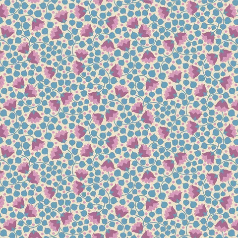 Bellflower Tilda 110132 Blue Floral Print Fabric - Perfect for Quilting, Sewing, and DIY Home Decor Projects