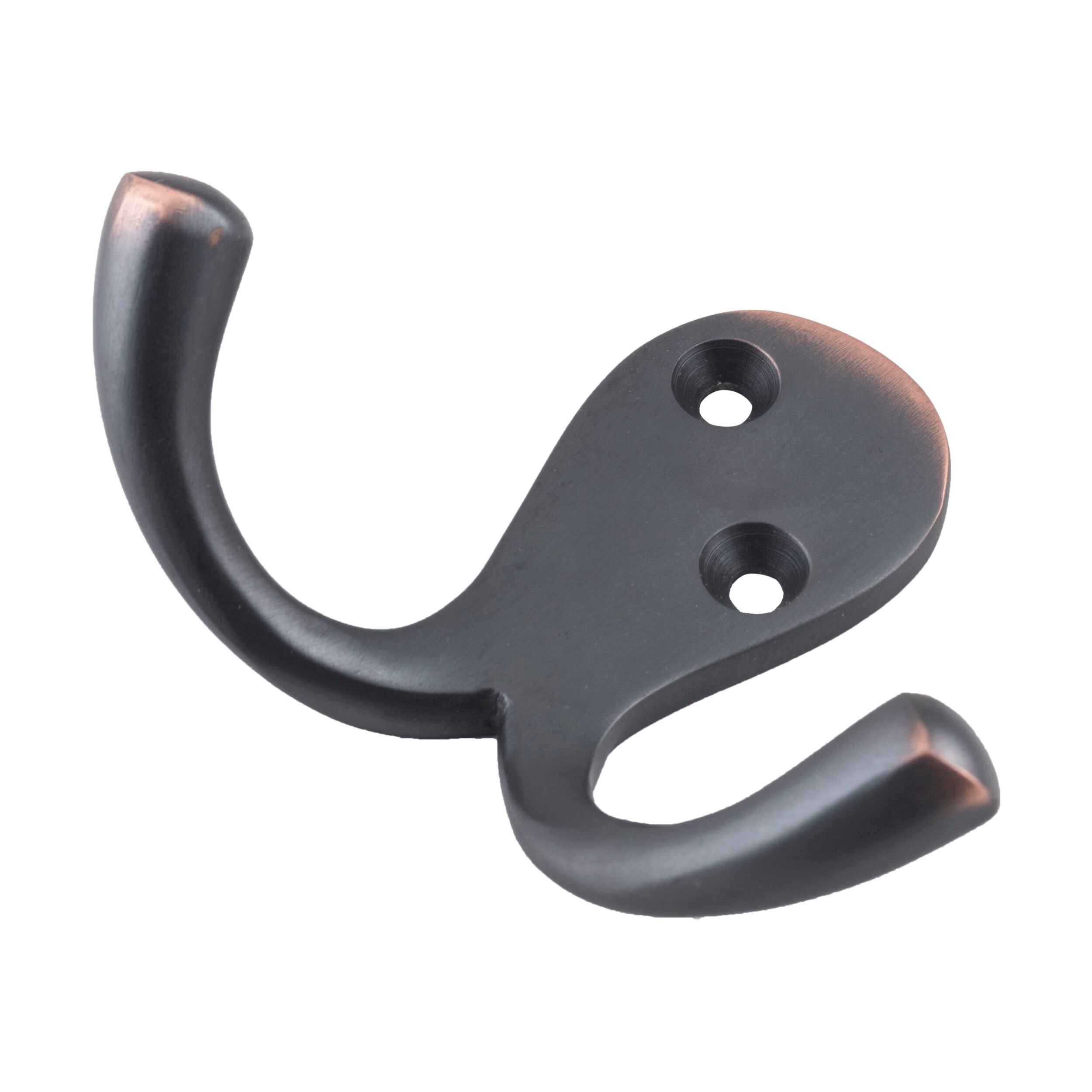 4041 Double Robe Hook - Antique Copper Finish (75mm Height x 30mm Projection) - Perfect for Bathroom, Bedroom & Closet Organization
