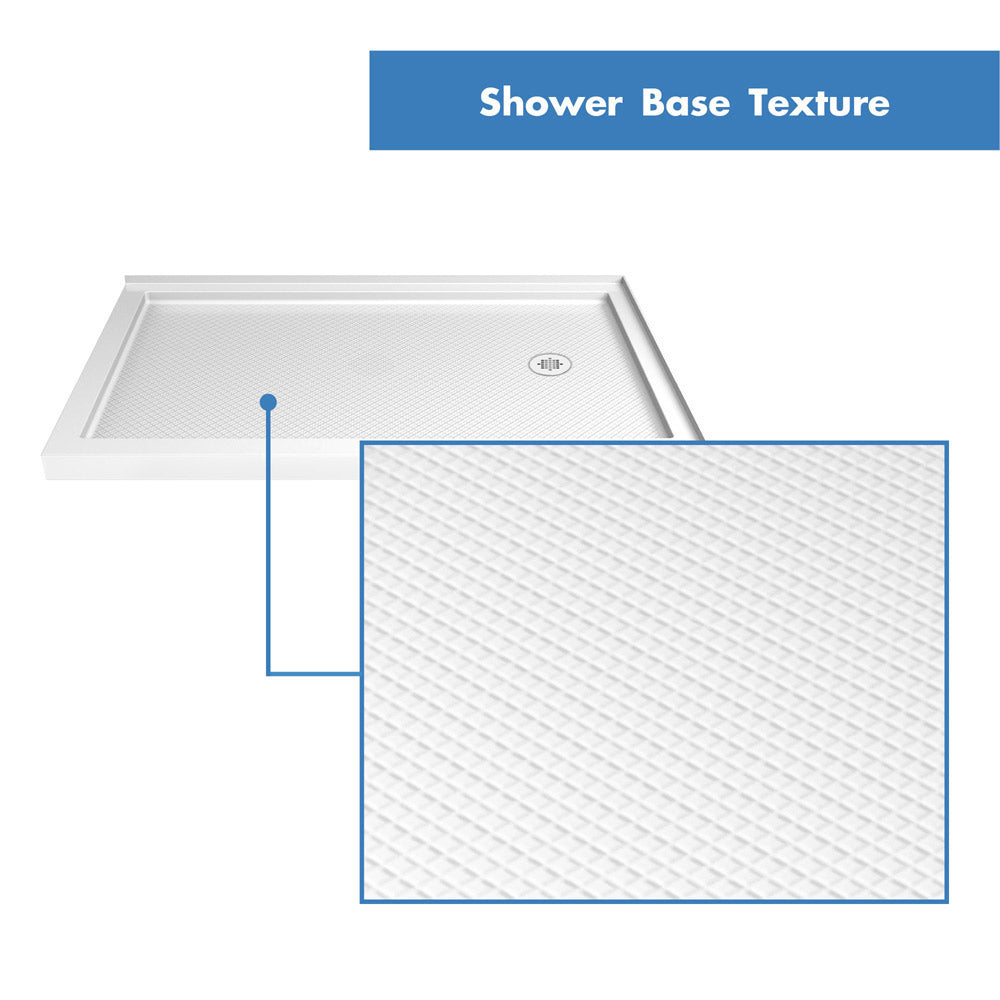 DreamLine Flex 36x48x74.75 Inch Semi-Frameless Pivot Shower Enclosure Kit with SlimLine Base - Modern Bathroom Upgrade for Small Spaces, Easy Installation for Home Renovation