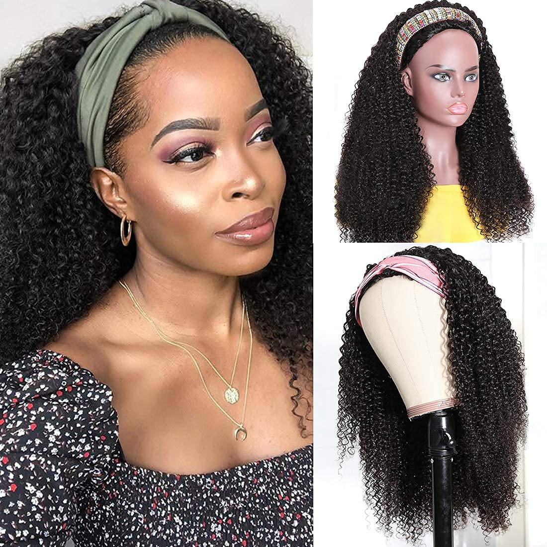 Beauty Forever 10A Grade Afro Kinky Curly Half Wigs for Women - 20 Inch Virgin Human Hair 3/4 Wig with 150% Density, Natural Color, Beginner Friendly Wear & Go Style | Perfect for Daily Wear, Cosplay, and Protective Hairstyles