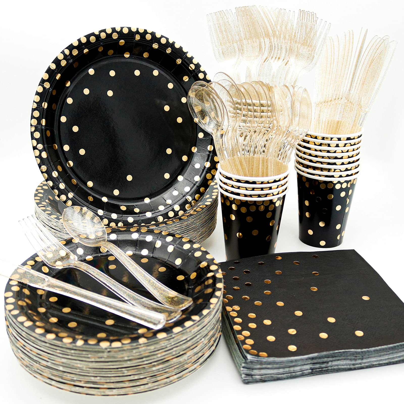 Hapray 24-Piece Rose Gold Disposable Party Tableware Set - Plates, Napkins, Cups, Cutlery & Tablecloth for Birthday, Graduation, Baby Shower & Wedding Decorations - Elegant Dinnerware for Special Occasions