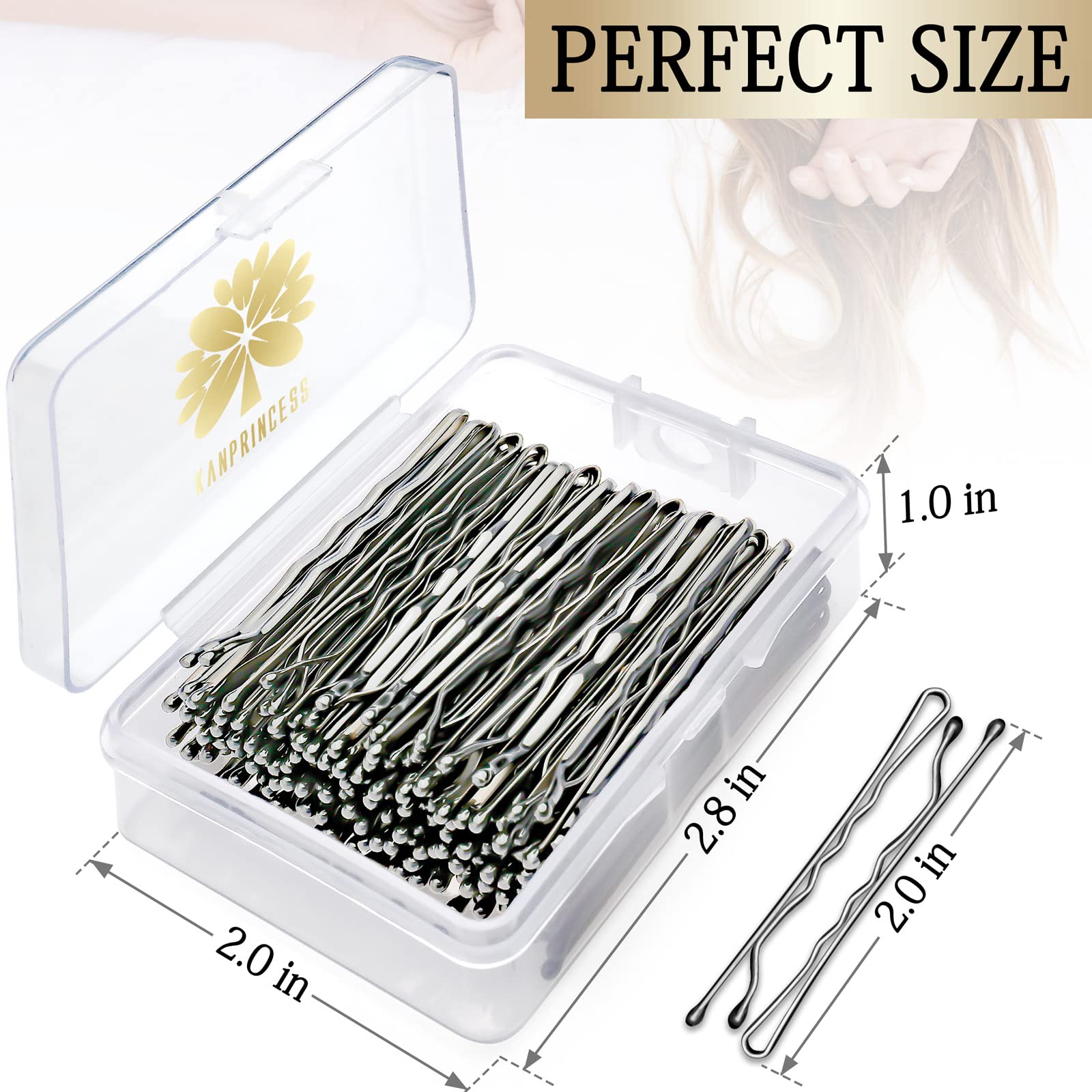 100PCS 2-Inch Silver Bobby Pins & Hair Clips for Women - Strong Hold Hair Accessories Kit with Clear Storage Box - Perfect for Daily Styling, Updos, and Salon Use