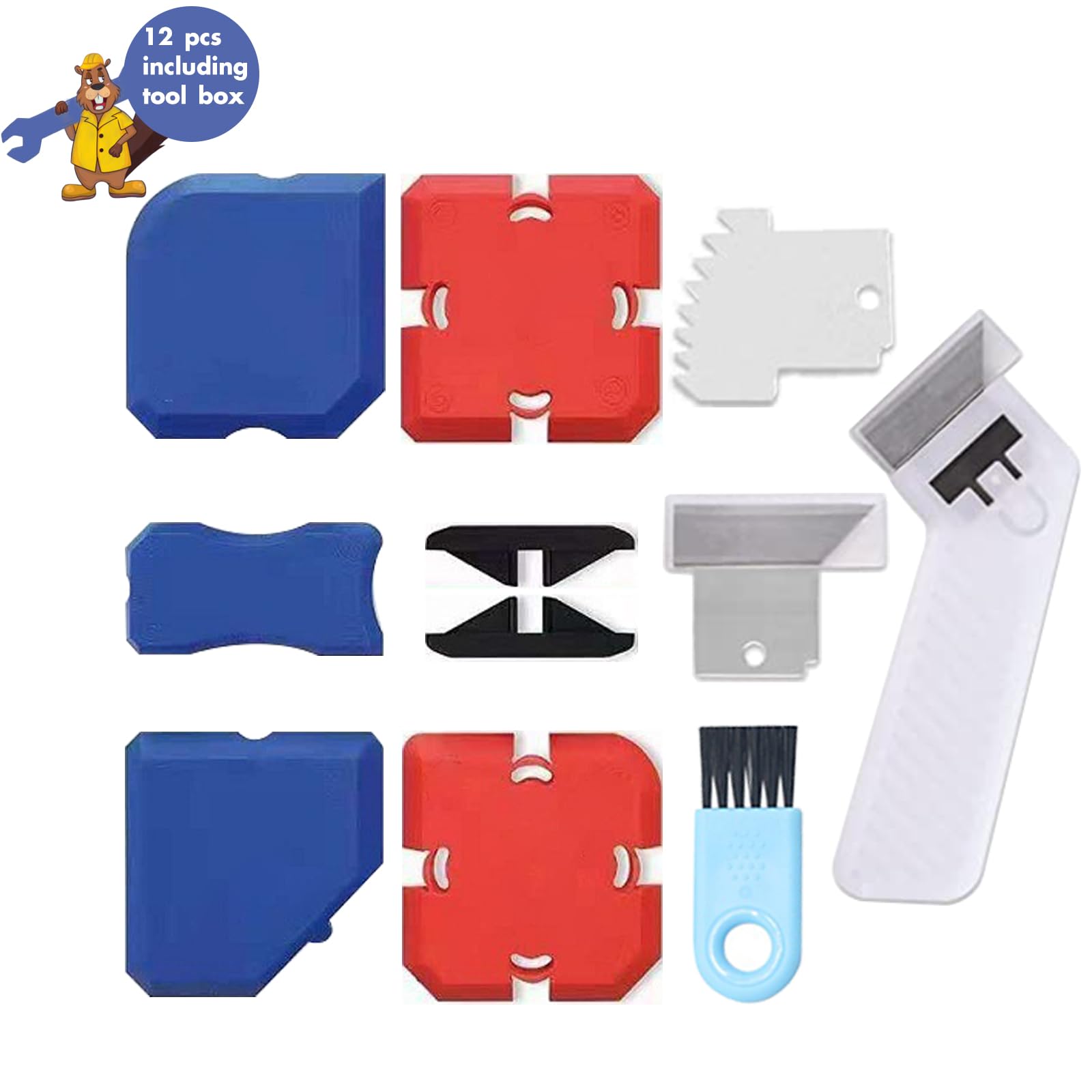 Professional Silicone Caulking Tool Kit - Reusable Sealant Finishing & Caulk Removal Tools for Bathroom, Kitchen & Home Repairs - Caulk Scraper & Profiling Kit for DIY Projects