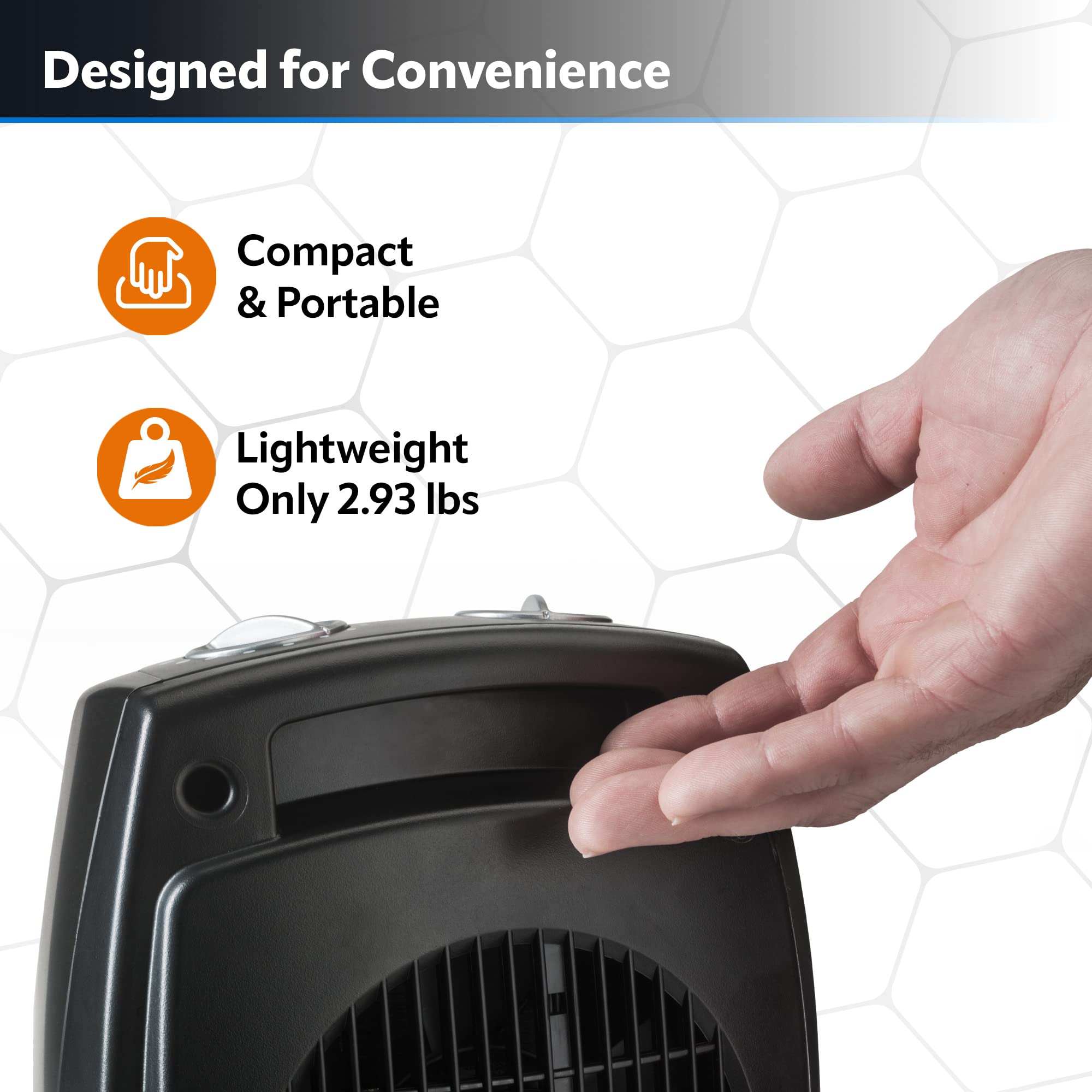 Lasko CD09250 Compact 9-Inch Black Ceramic Space Heater with Adjustable Thermostat - Perfect for Office Desk, Bedroom & Small Rooms - Tabletop or Under-Desk Use for Personal Heating