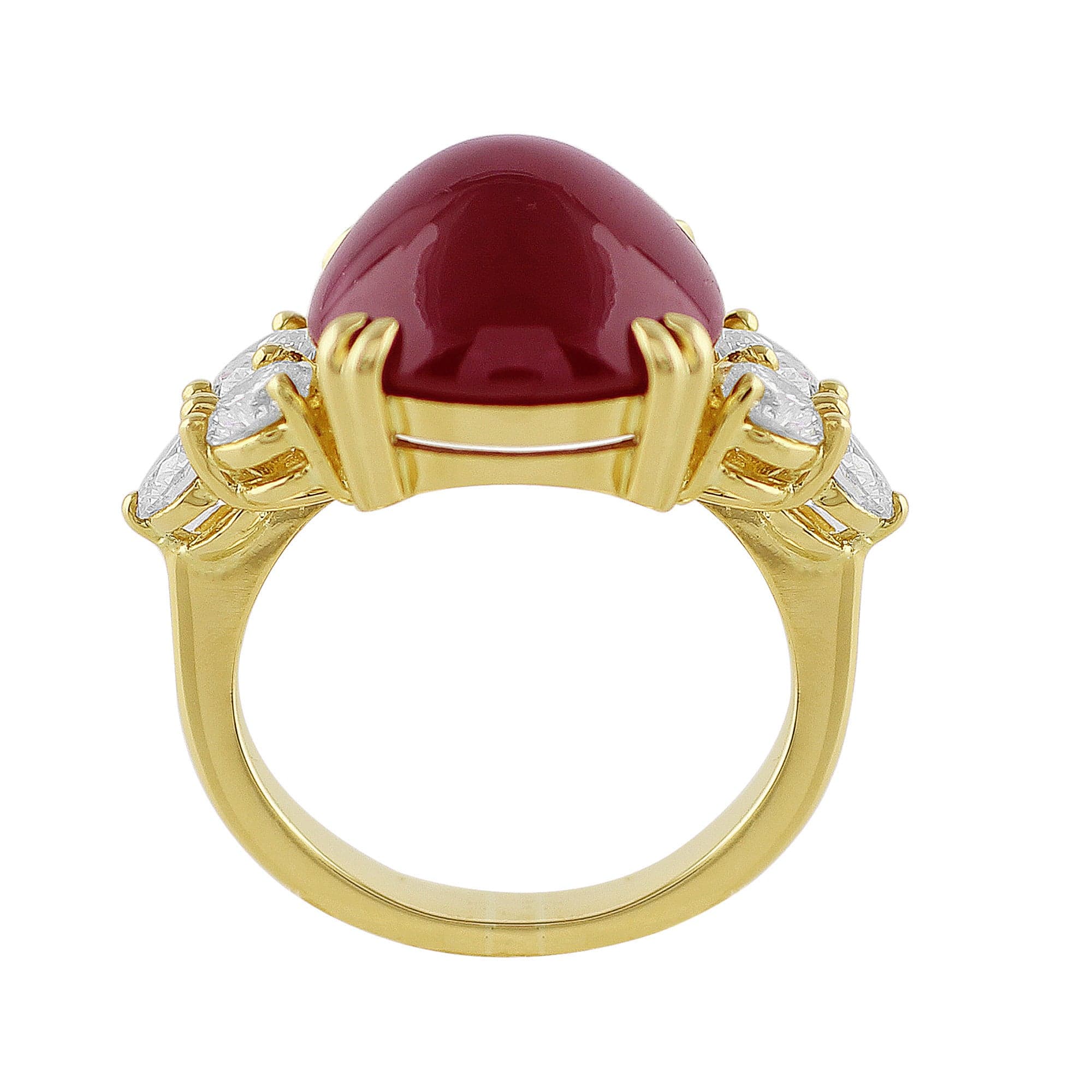 15ct Genuine Cabochon Ruby Ring for Women - Elegant Handmade Jewelry for Weddings, Anniversaries & Special Occasions