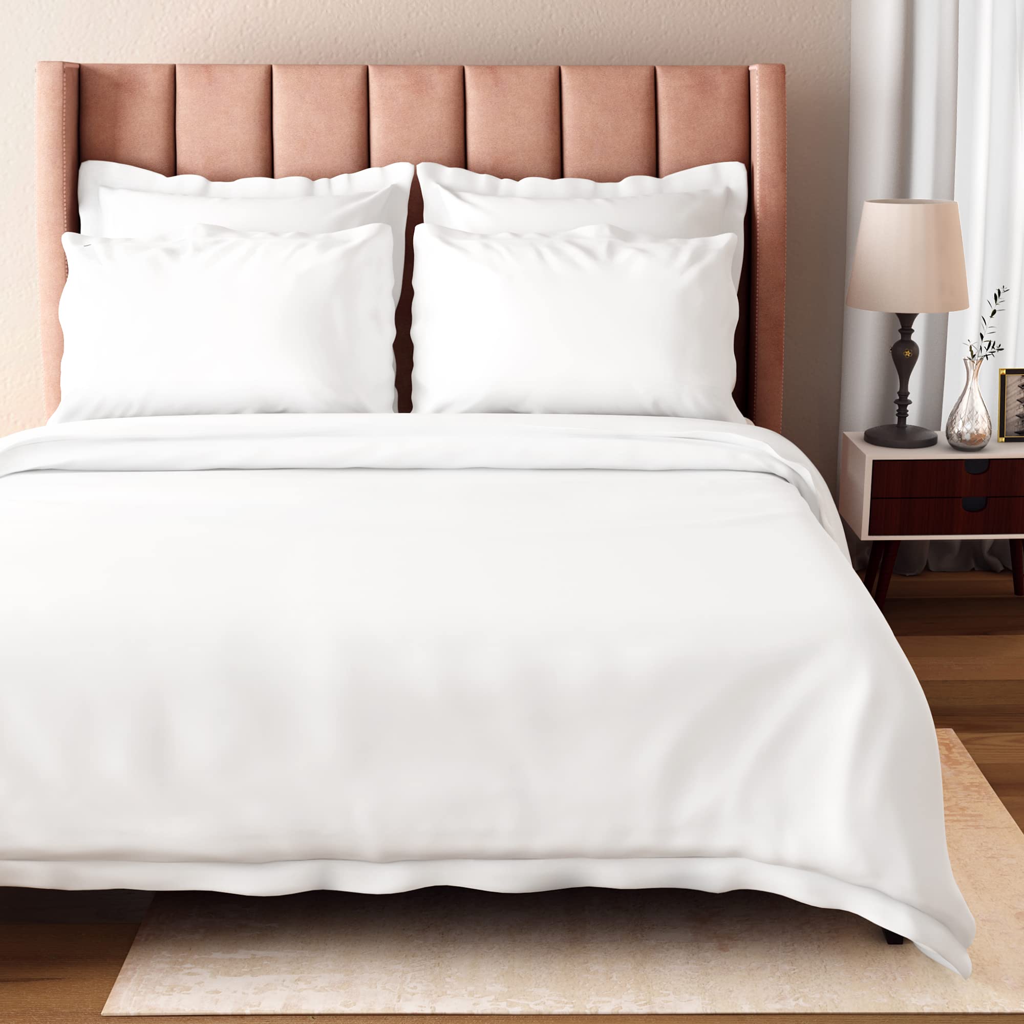BIOWEAVES 100% Organic Cotton Twin/Twin XL Duvet Cover Set - 2-Piece 300 Thread Count Sateen Weave, GOTS Certified Comforter Cover with Button Closure & 1 Pillow Sham - White, 66x90 Inches - Perfect for Bedrooms, Guest Rooms & Eco-Friendly Home Decor