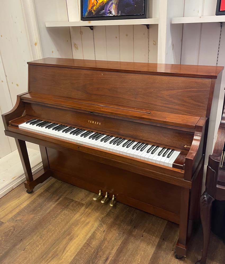 1986 Yamaha 45 P22 Upright Piano - Mahogany Satin Finish | Vintage Used Piano with Serial Number U187121 | Perfect for Home, Studio & Music Classrooms
