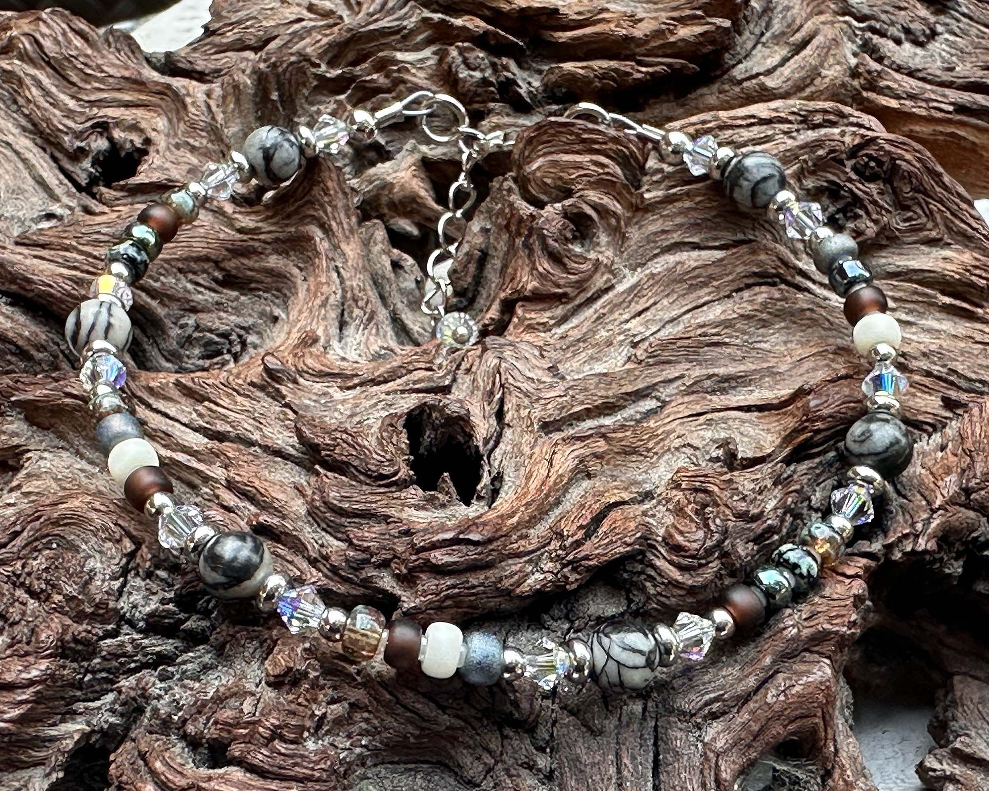 Elegant Black Silk Stone Beaded Anklet Bracelet for Women - Boho Chic Ankle Jewelry for Summer, Beach & Festival Outfits