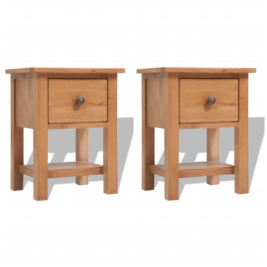 Solid Oak Wood Nightstands Set of 2 - 14.2
