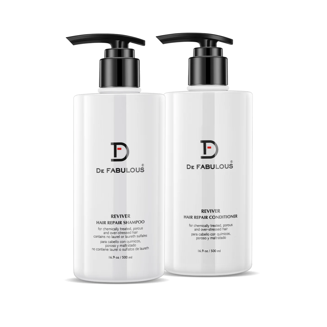 DE FABULOUS | Hair Repair Shampoo & Conditioner Set for Damaged Hair - Sulfate Free, Keratin Enriched, Color Safe - Perfect for Dry, Frizzy & Chemically Treated Hair at Home or Salon Use