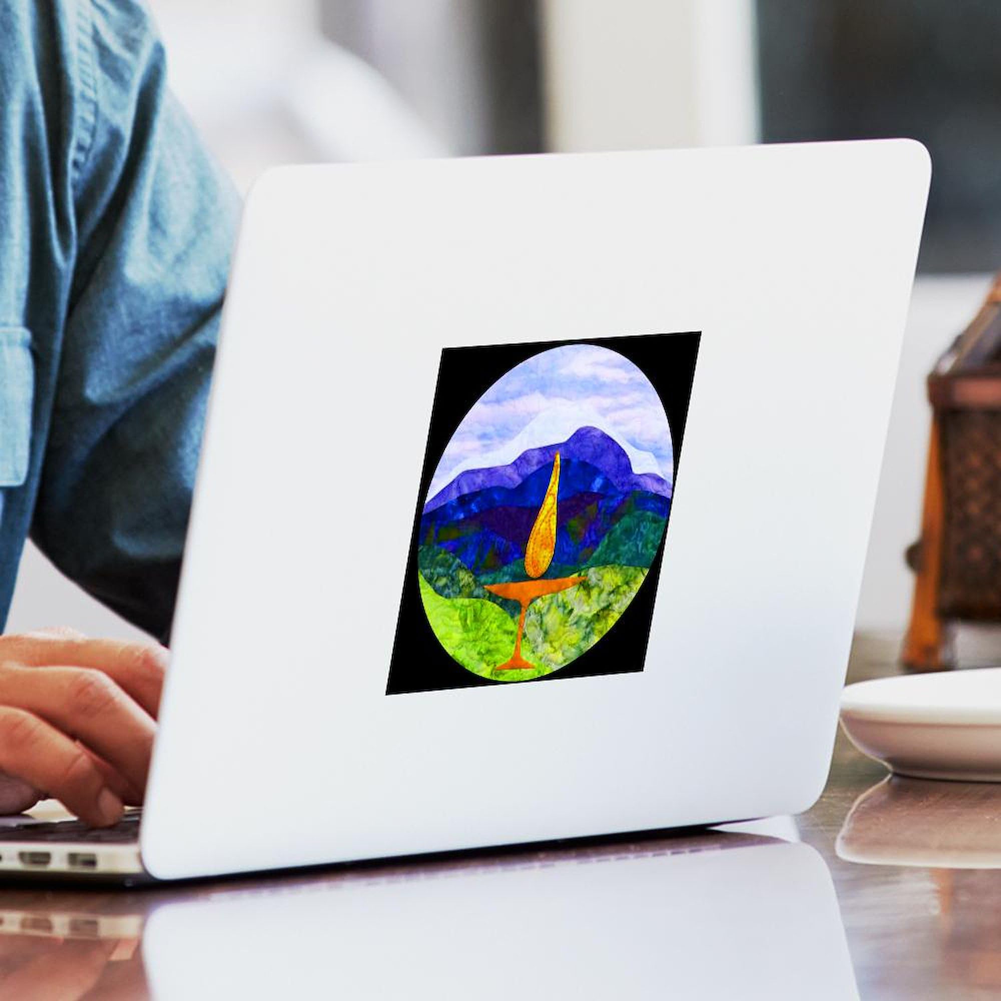 Mountains Chalice Circle Square Sticker - 3x3 Inch Bumper Sticker, Car Decal for Windows, Laptops & Water Bottles | Durable Vinyl, Weatherproof Outdoor Use