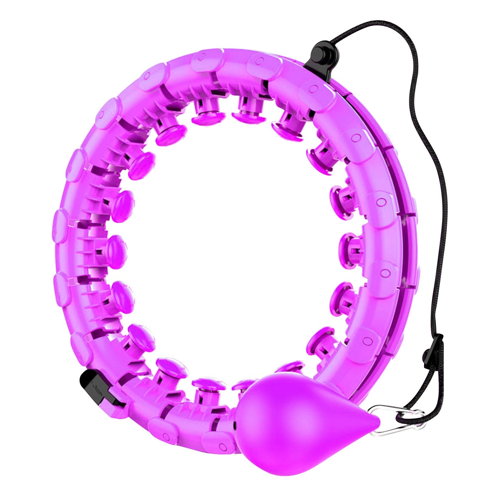Weighted Hula Hoop for Adults - Adjustable Detachable Fitness Hoop with 24 Knots & Auto-Spinning Balls - Professional Exercise Equipment for Waist Slimming & Core Workout - Perfect for Home Gym, Weight Loss & Belly Fat Burning (Purple)