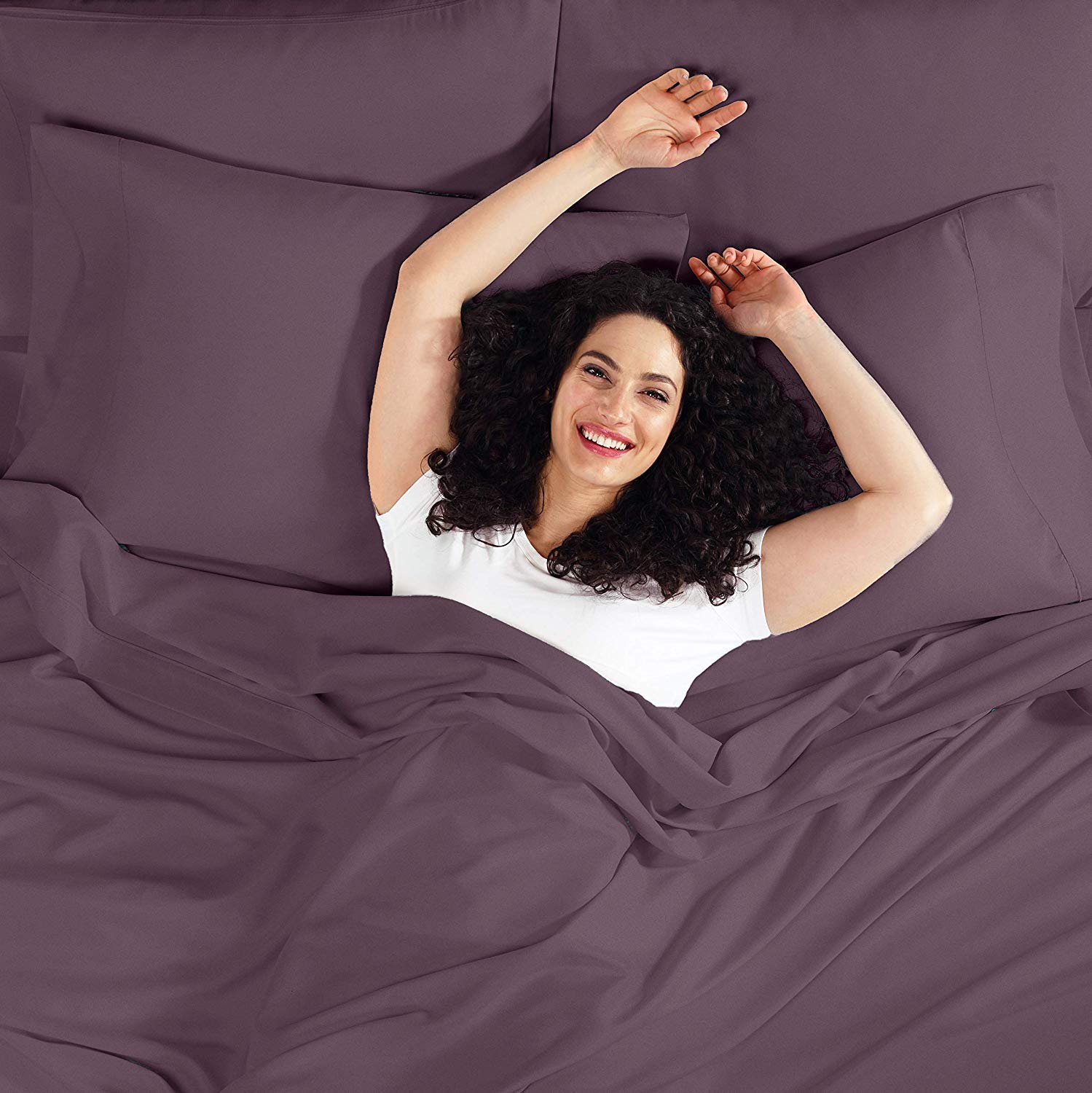 Luxury 1800TC Egyptian Cotton Queen Sheet Set - 6PC, Purple for Bedroom Comfort