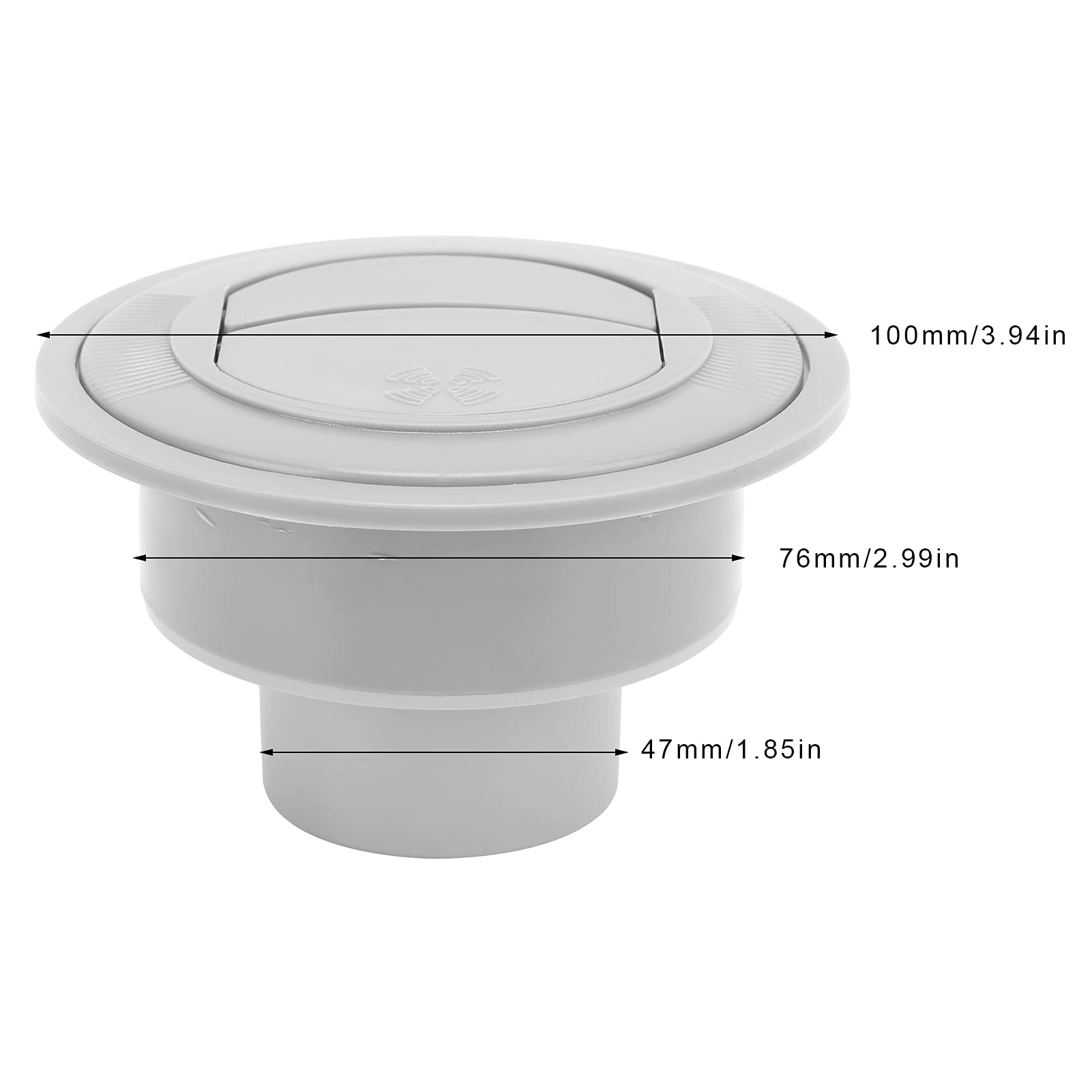 Universal ABS Car Air Conditioning Vent Deflector - 100mm/76mm/47mm Round Dashboard AC Outlet for RV, Boat, Bus - Gray Color - Perfect for Vehicle Cooling & Airflow Control