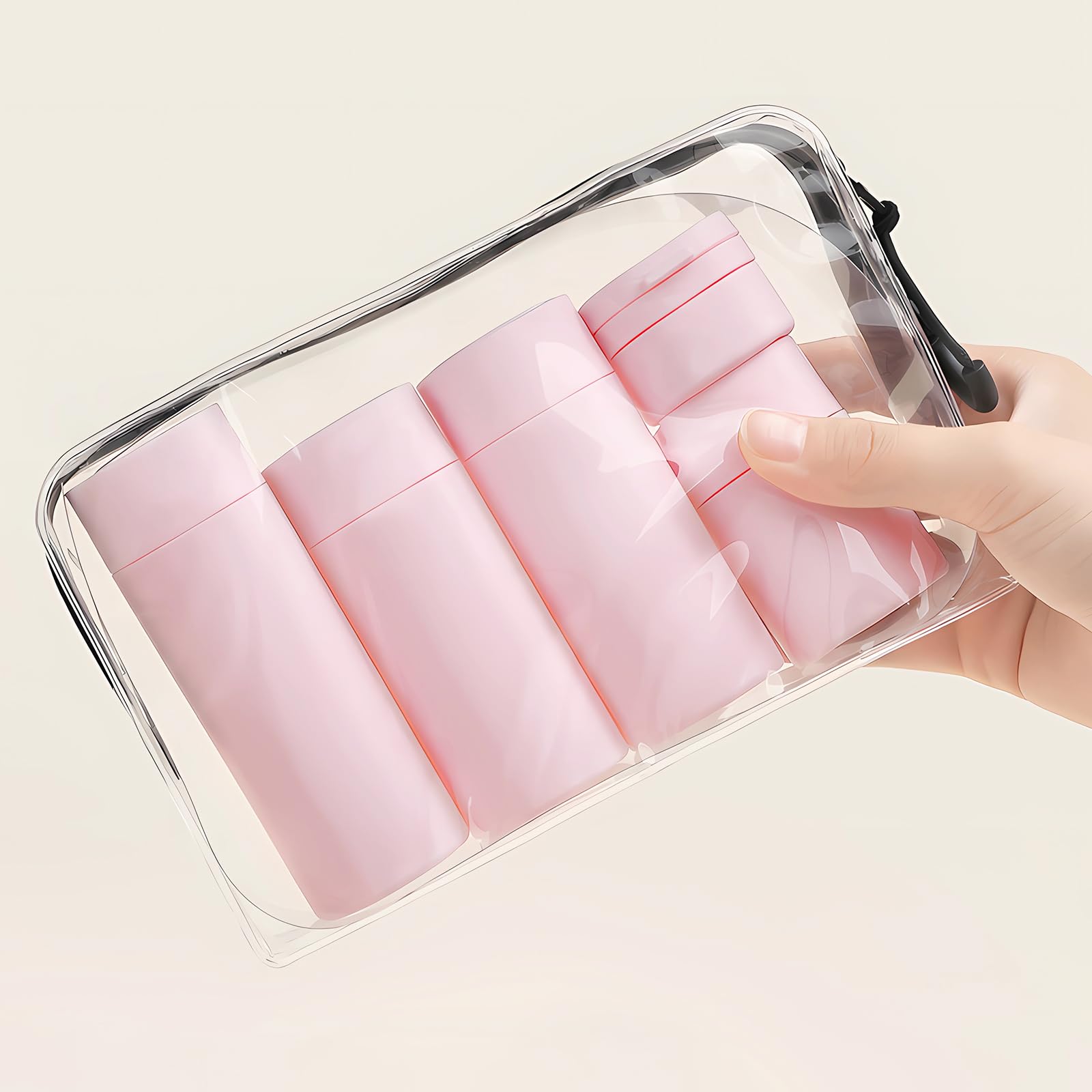 TSA Approved 5-Pack Travel Bottles for Toiletries - Leak Proof Refillable Containers for Shampoo & Conditioner with Clear Toiletry Bag | Portable Travel Accessories for Vacation, Gym & Airplane Carry-On