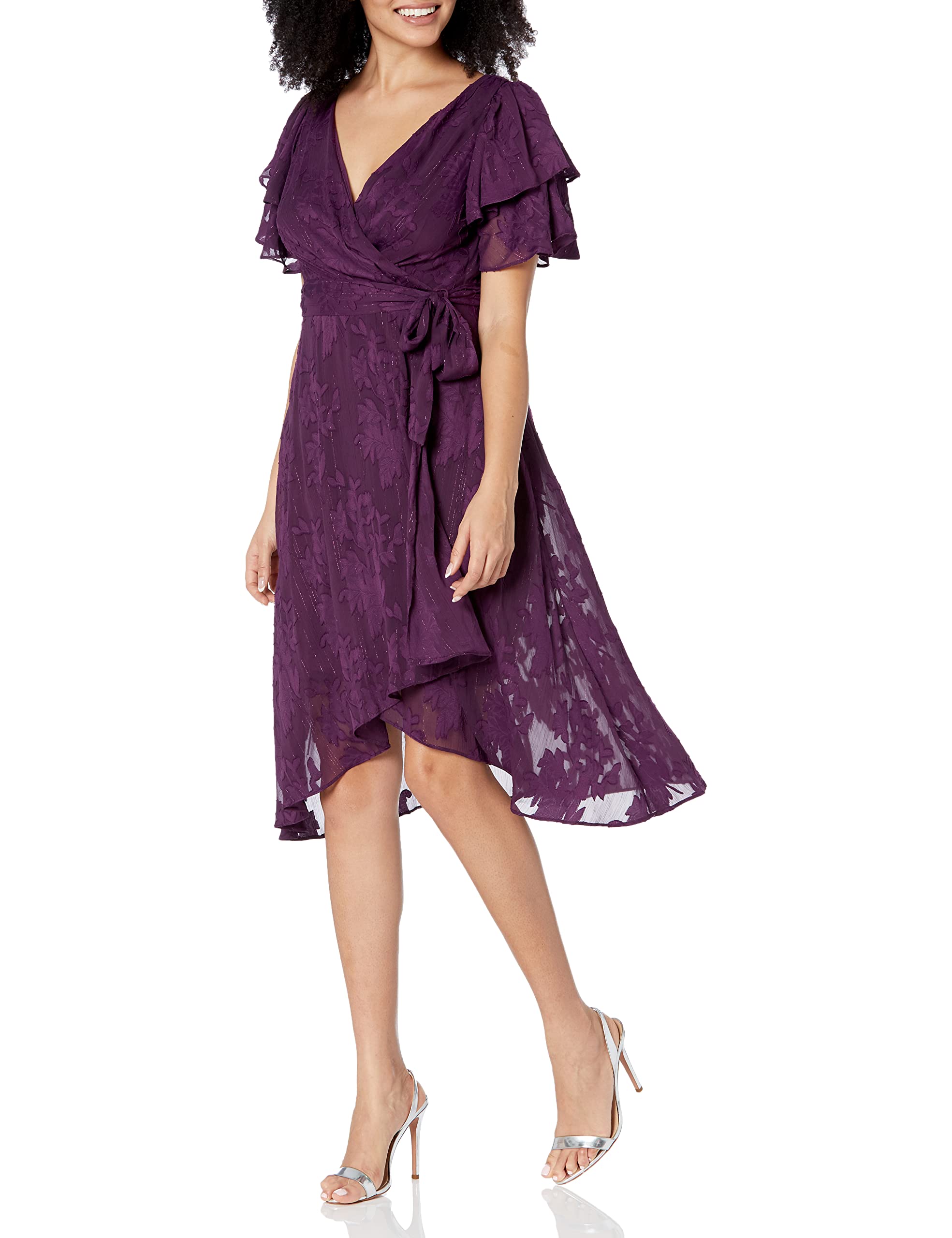 DKNY Women's Faux Wrap Dress - Elegant Stretch Knit Midi Dress for Work & Evening | Office Wear, Cocktail Party, Date Night Outfit