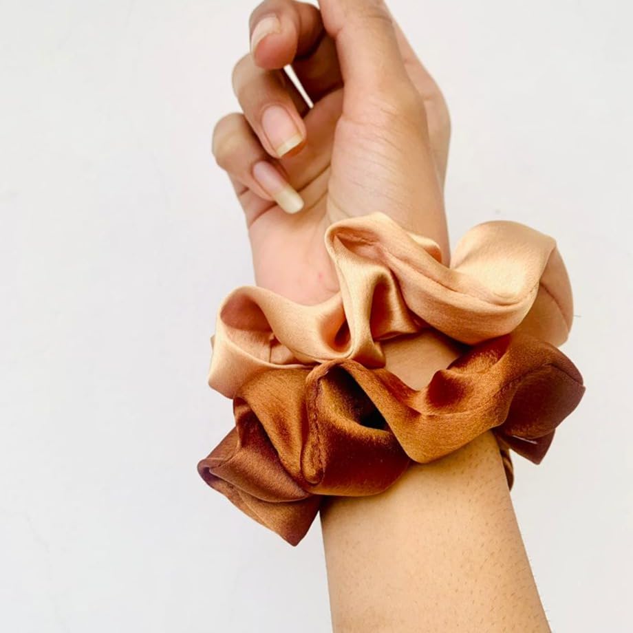 Premium Satin Silk Scrunchies Hair Ties for Women & Girls - Soft Pastel Colors, Combo of 2 - Perfect Gift for Sister, Friend or Mom - Elegant Ponytail Holders for Daily Use, Parties & Special Occasions