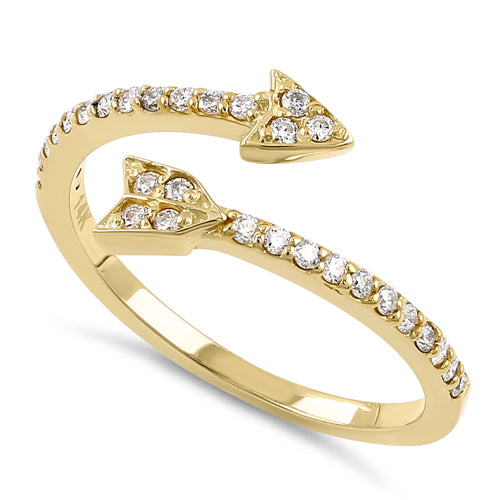 14K Yellow Gold Arrow Diamond Ring for Women - Elegant & Trendy Jewelry Gift for Anniversary, Valentine's Day & Special Occasions