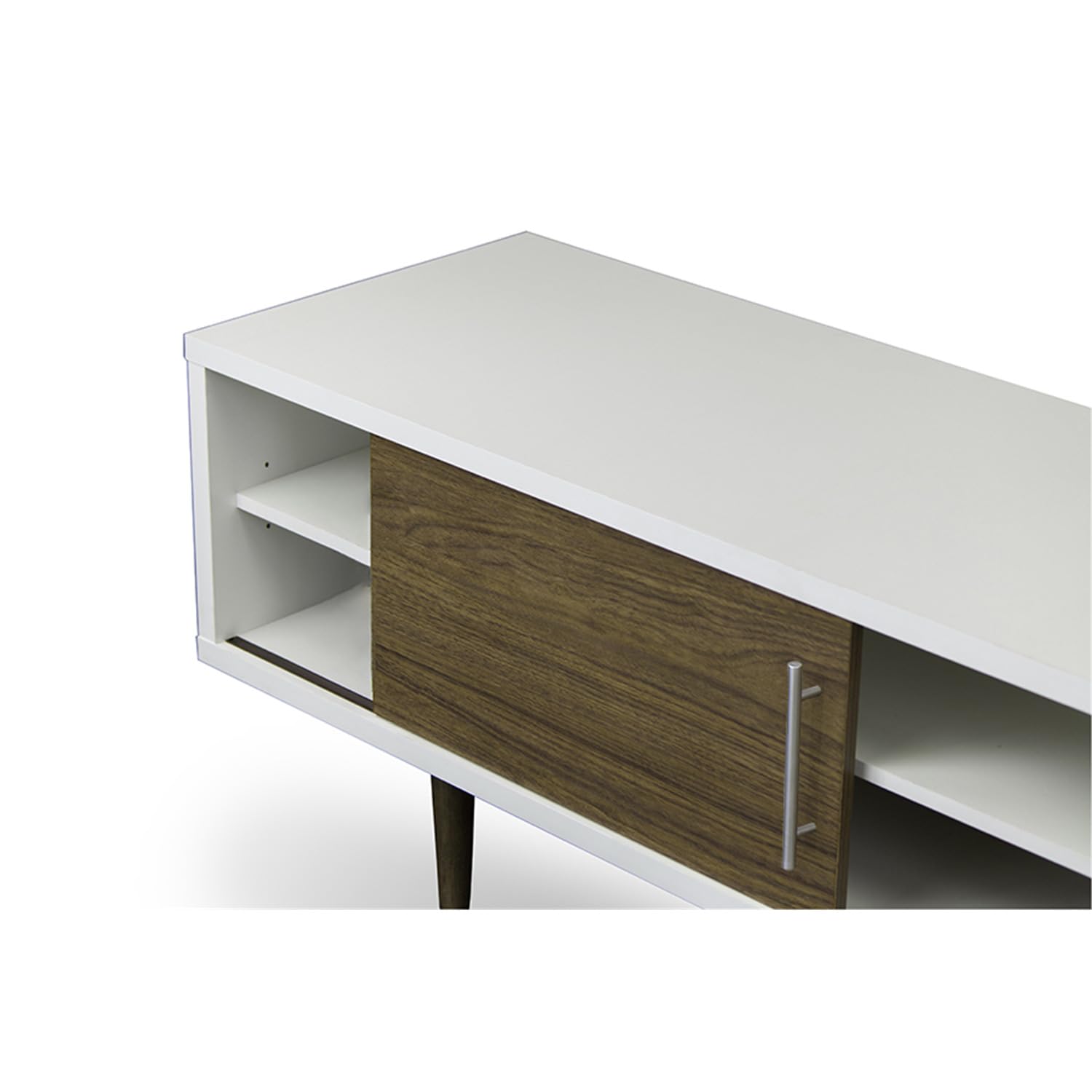 Baxton Studio Gemini Wood Contemporary TV Stand in White - Modern Entertainment Center for Living Room & Home Theater
