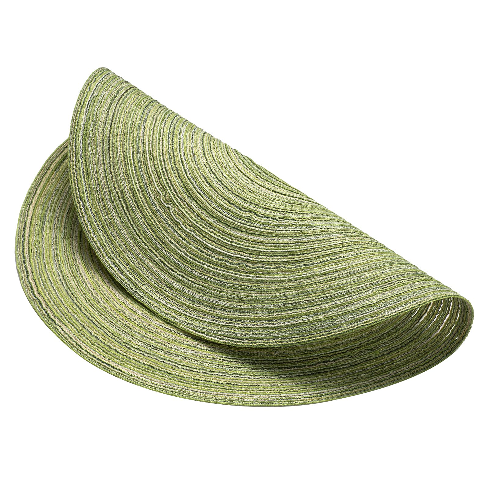 AHHFSMEI 6-Pack Round Braided Placemats - 15 Inch Natural Woven Heat-Resistant Table Mats for Dining - Light Green | Perfect for Dinner Parties, Kitchen Decor & Holiday Table Settings