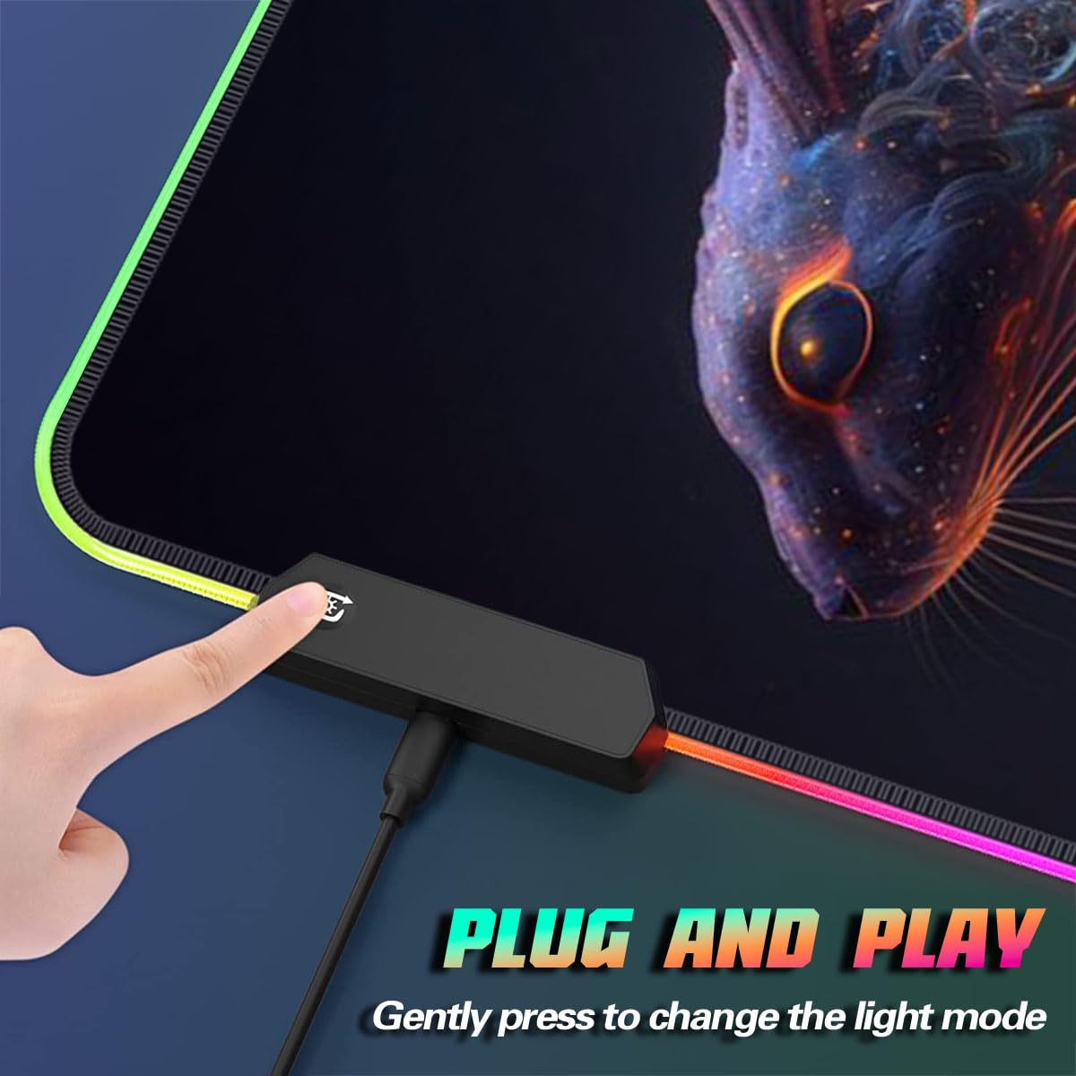 HEYCE Large Extended LED Gaming Mouse Pad (60x35x0.3cm) - Non-Slip Rubber Base Keyboard Mat for ROG, PC, Laptop - Perfect for Gaming, Office Work & Home Use