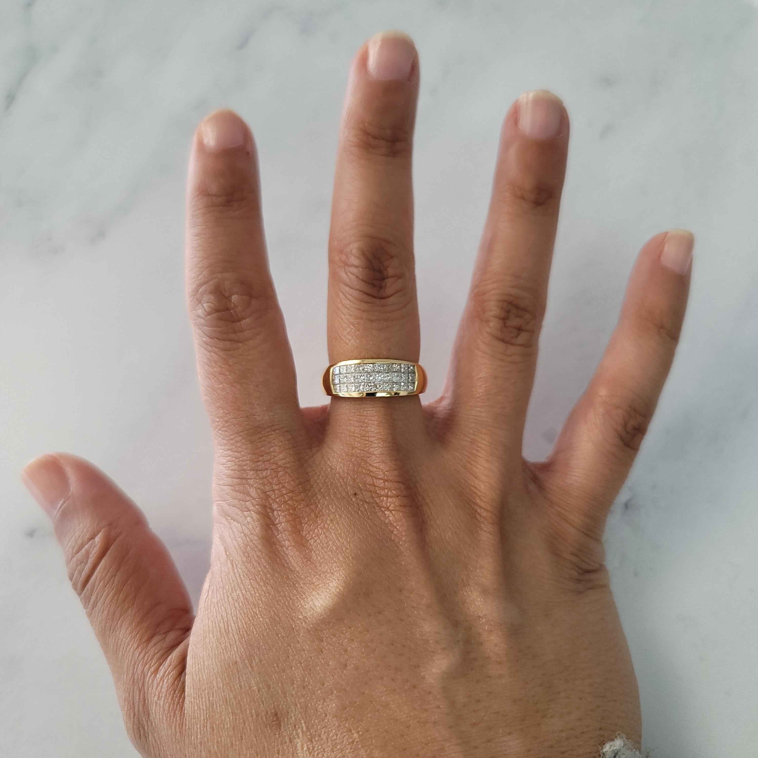 1 Carat Triple Row Princess Cut Diamond Wedding Band - Elegant Bridal Ring for Engagement, Anniversary & Special Occasions