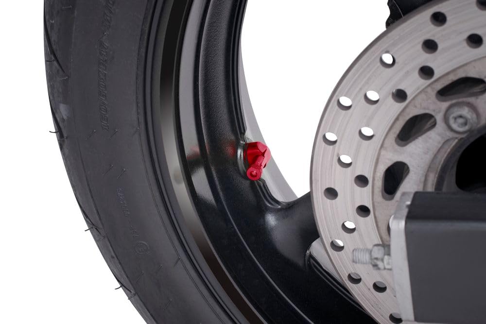 Puig 90 Degree Valve Kit - 8.3mm Tubeless Tire Valve Stems (Red) for Motorcycle & Bike Wheels | Durable & Leak-Proof for High-Performance Riding