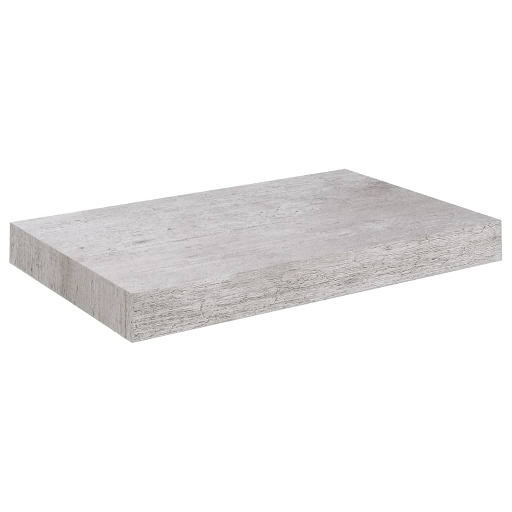 Modern Floating Wall Shelf - Concrete Gray MDF Wall Mounted Storage Shelf (9.1