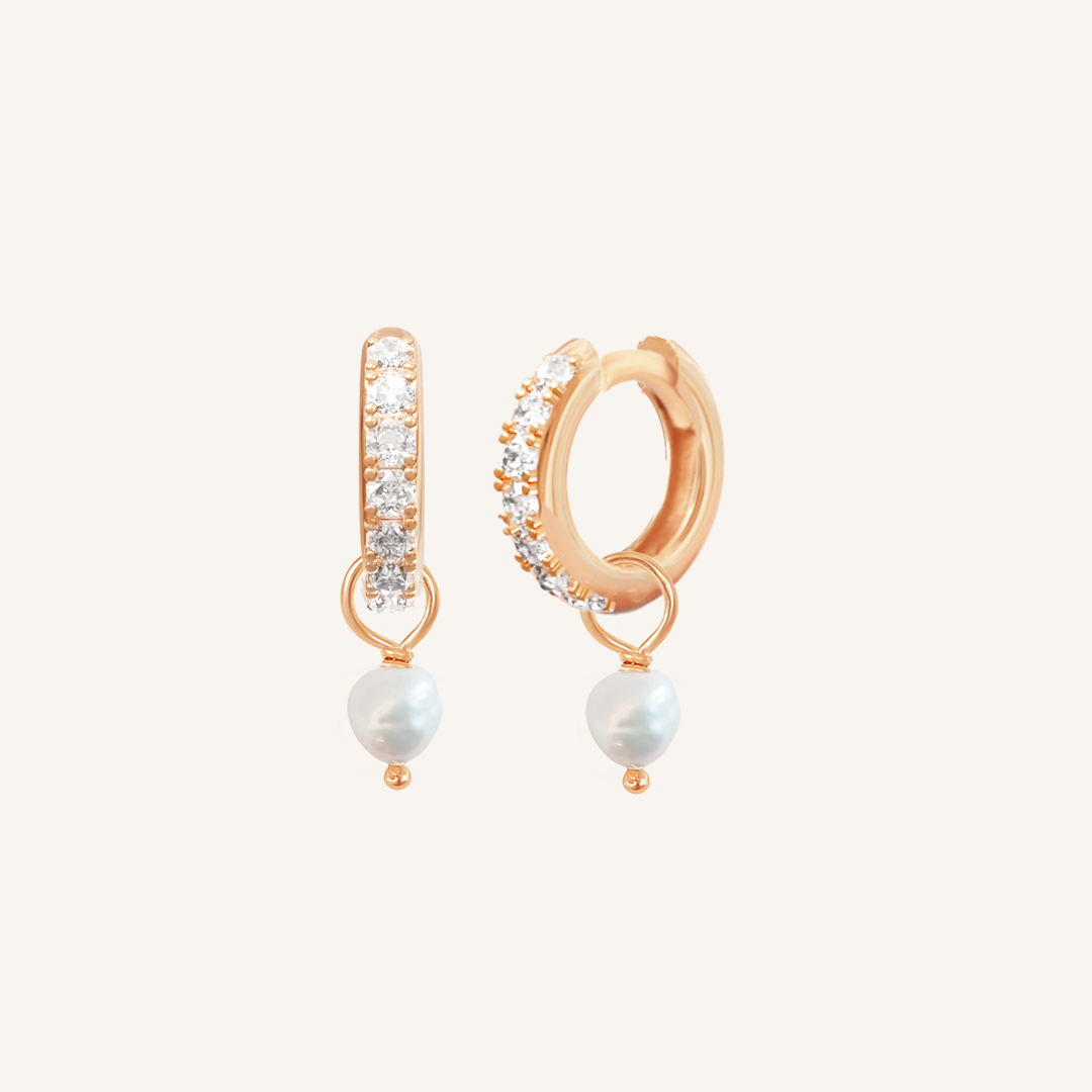 Pearl Crystal Hoop Earrings - Natural Gemstone Jewelry for Women, Elegant & Hypoallergenic | Perfect for Weddings, Parties & Everyday Wear