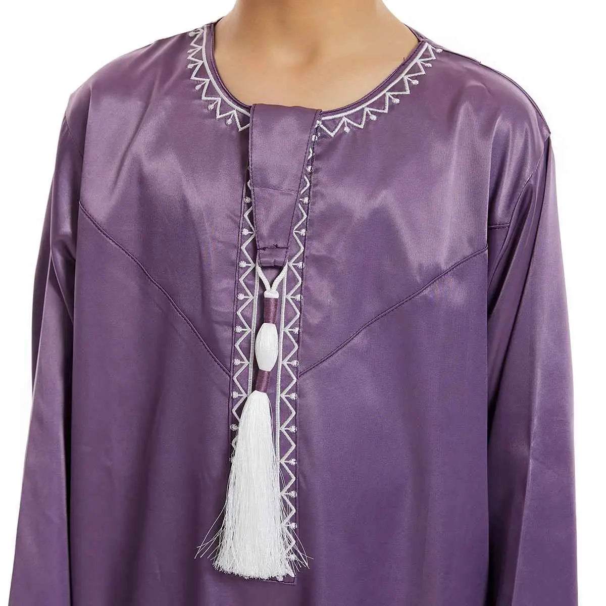 Traditional Middle Eastern Arab Boy Thobe Thawb with Tassel - Islamic Eid & Wedding Outfit for Kids - Perfect for Special Occasions & Cultural Events