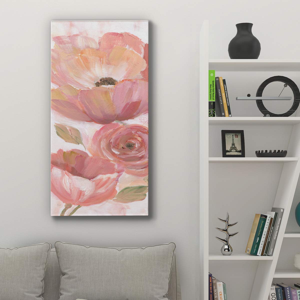 Abstract Red Floral Canvas Wall Art - Modern Flower Painting Print for Home Decor, 20