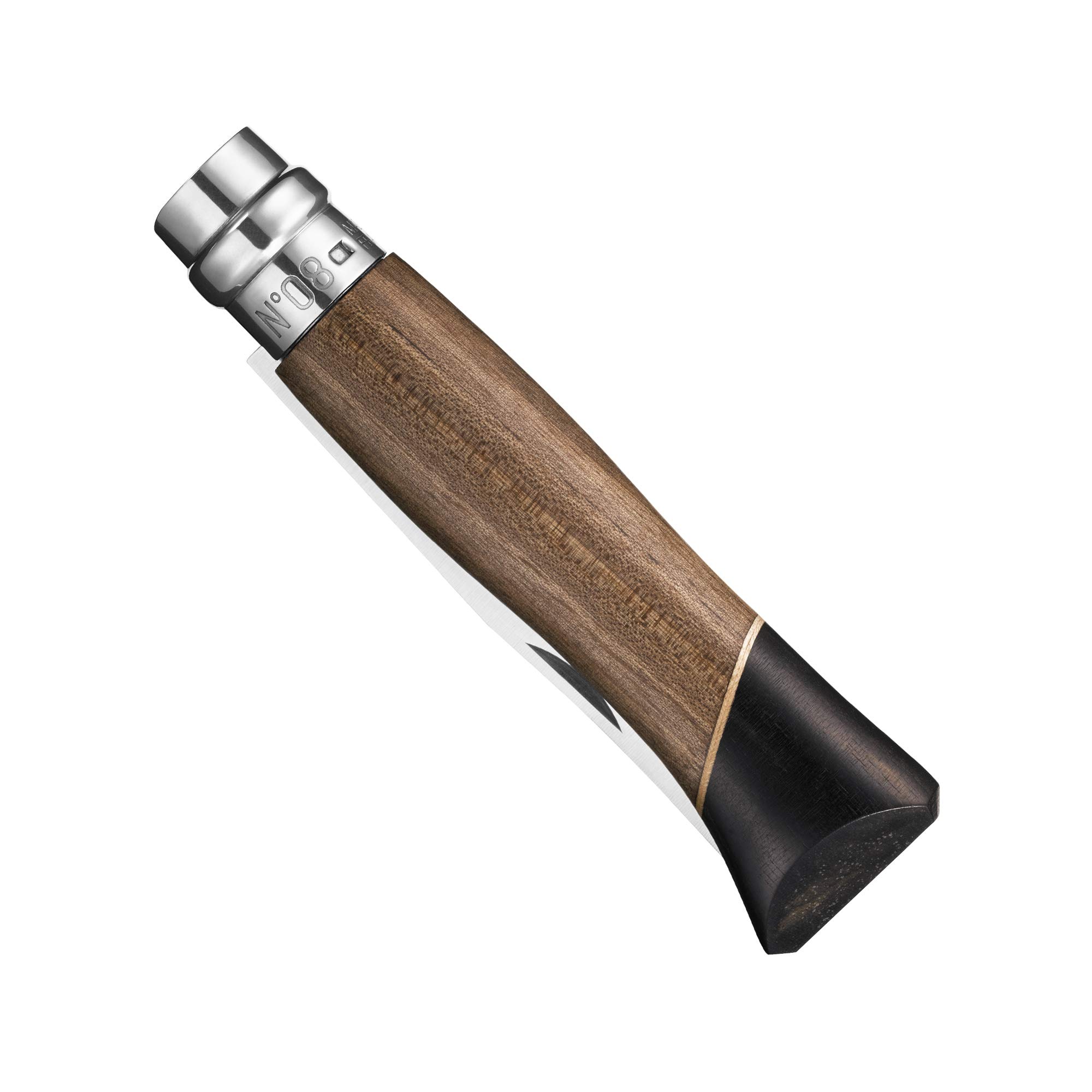 Opinel Stainless Steel Folding Pocket Knife with Ebony & Walnut Handle - Compact Outdoor EDC Tool for Camping, Hiking & Everyday Carry