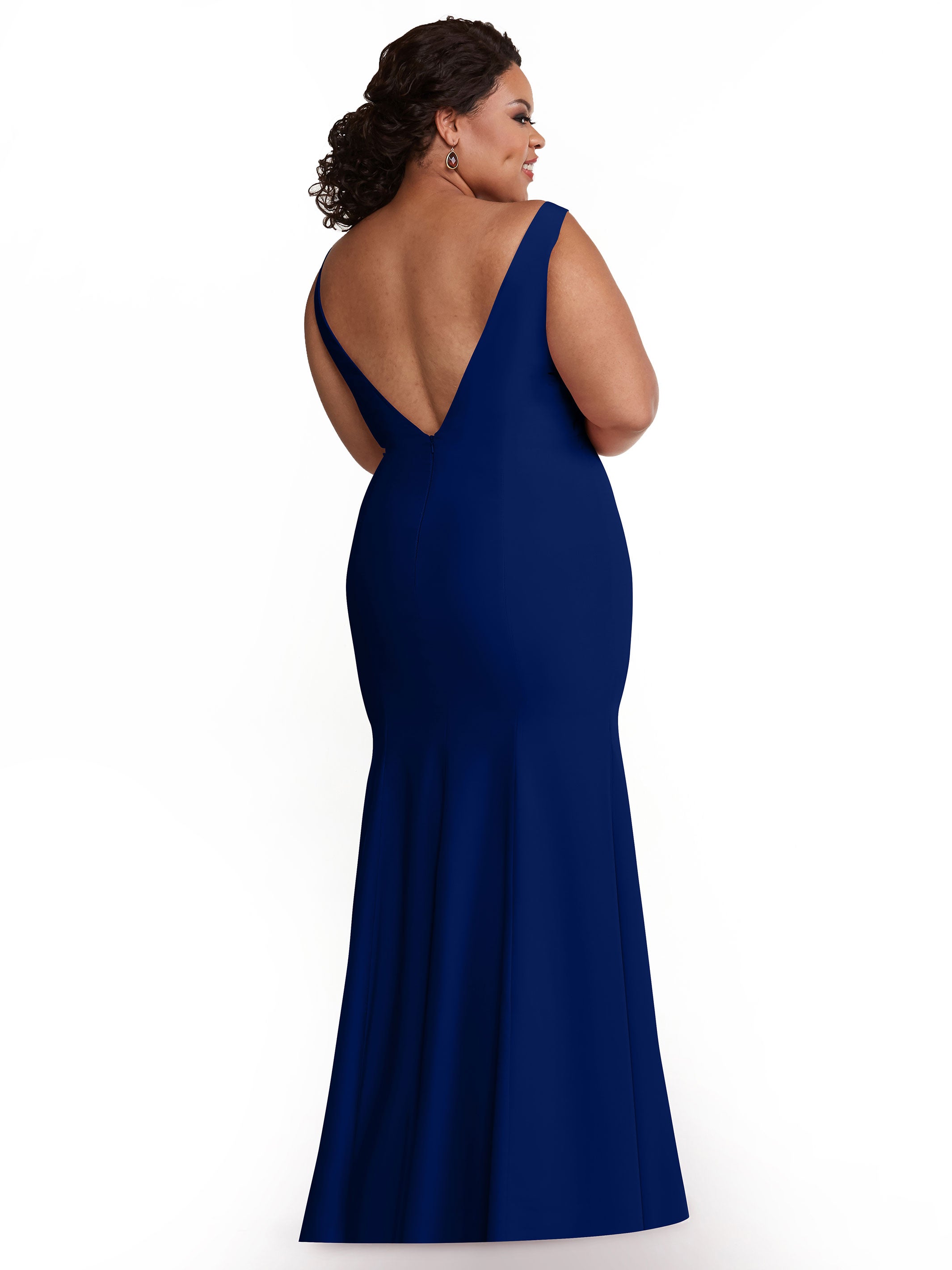 83010 Mermaid Stretch Chiffon Bridesmaid Dress with Plunging Neckline - Elegant Formal Gown for Weddings, Prom & Special Occasions