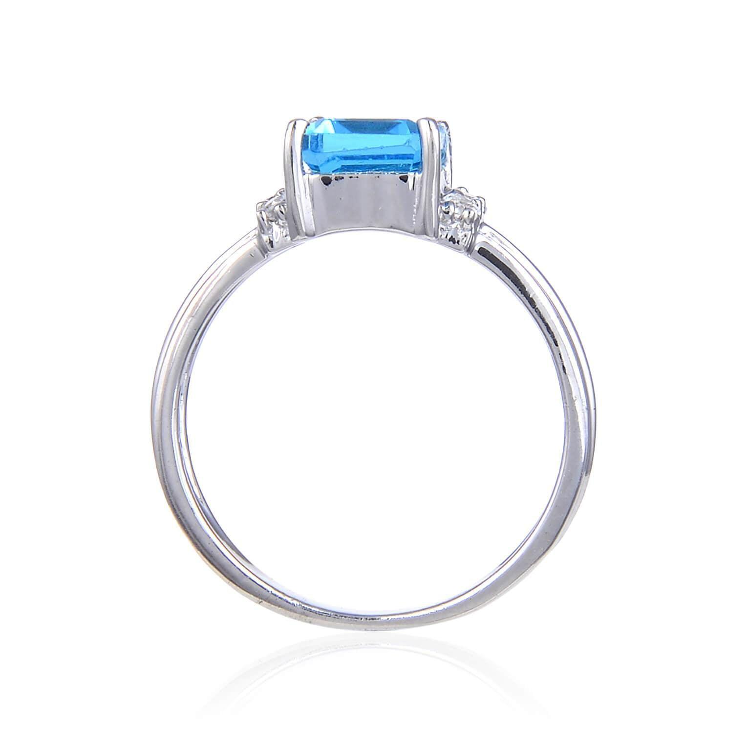 Blue Topaz Emerald Cut Ring – Elegant Gemstone Jewelry for Women | Perfect for Weddings, Anniversaries & Special Occasions