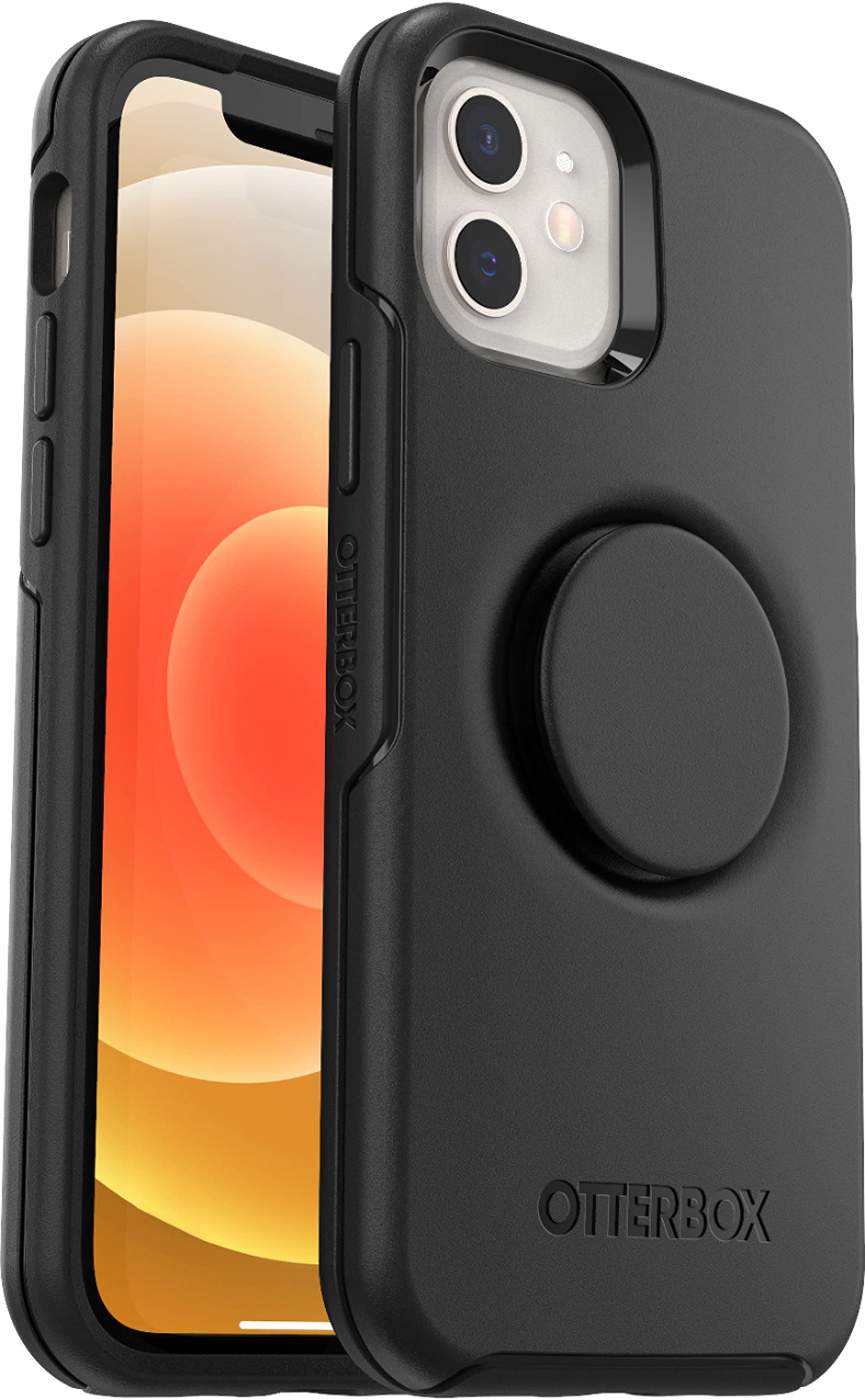 OtterBox Symmetry Series Case with PopGrip for iPhone 12 & iPhone 12 Pro - Black | Shockproof Protective Phone Cover | Perfect for Everyday Use, Travel & Outdoor Activities
